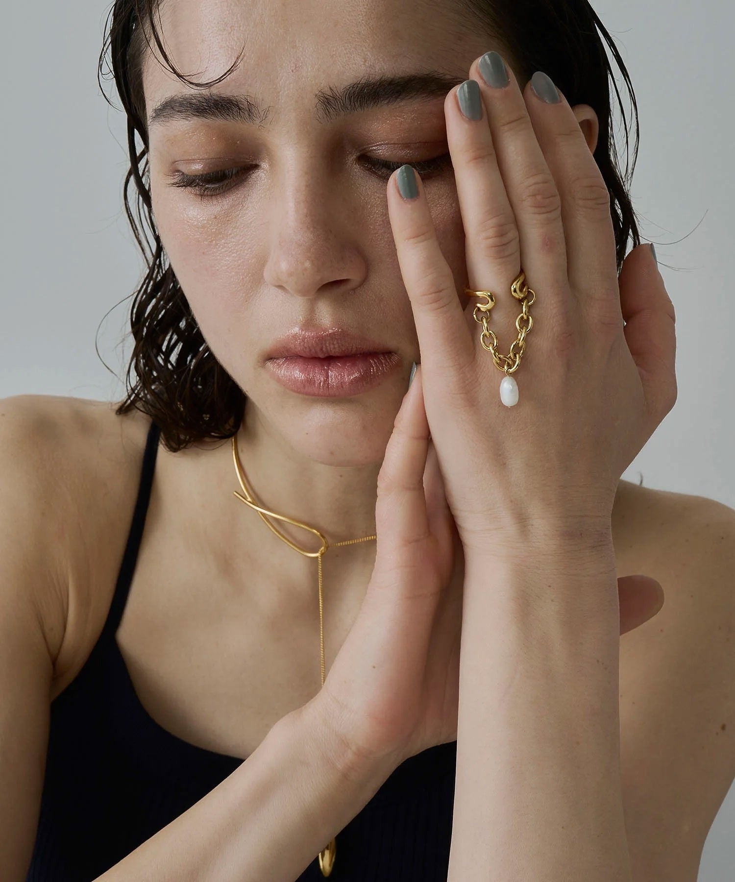 loni/IVY PEARL CHAIN RING