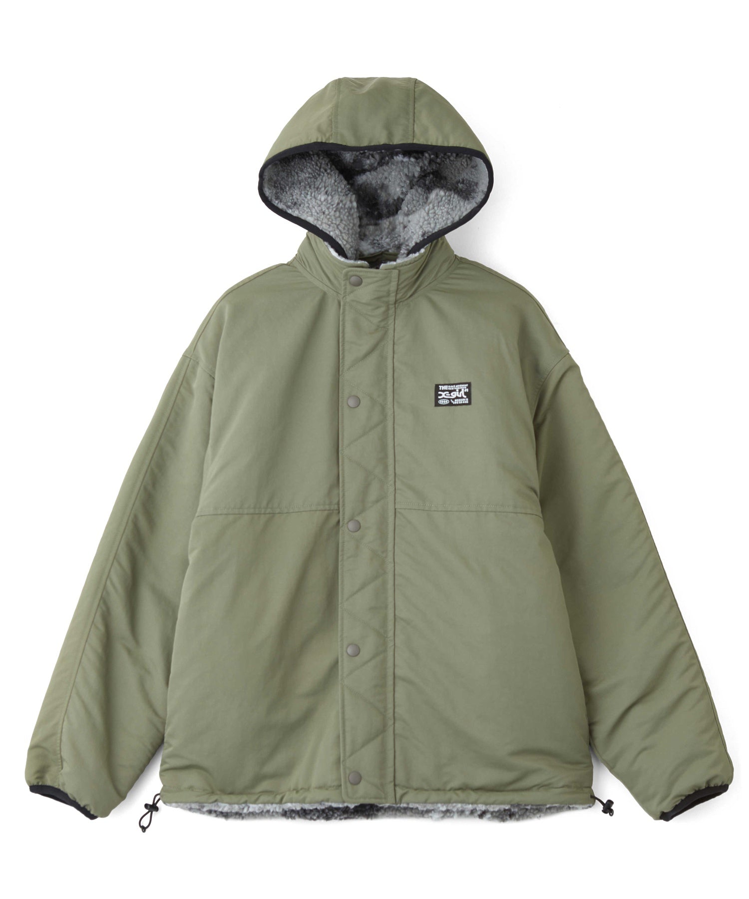BRUSHED COLLAGE GRAPHIC REVERSIBLE BOA BLOUSON