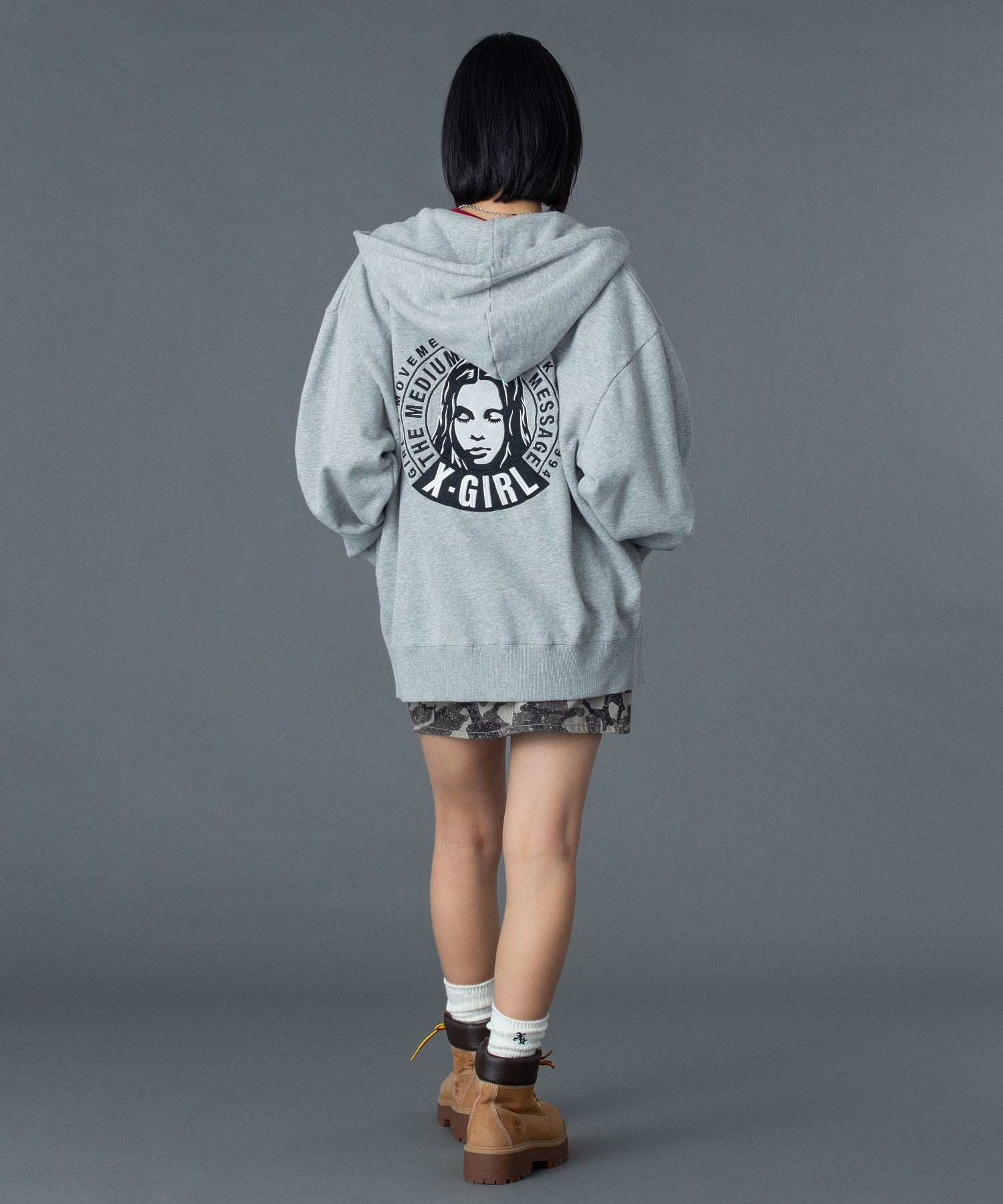 CIRCLE MESSAGE AND FACE ZIP UP SWEAT HOODIE