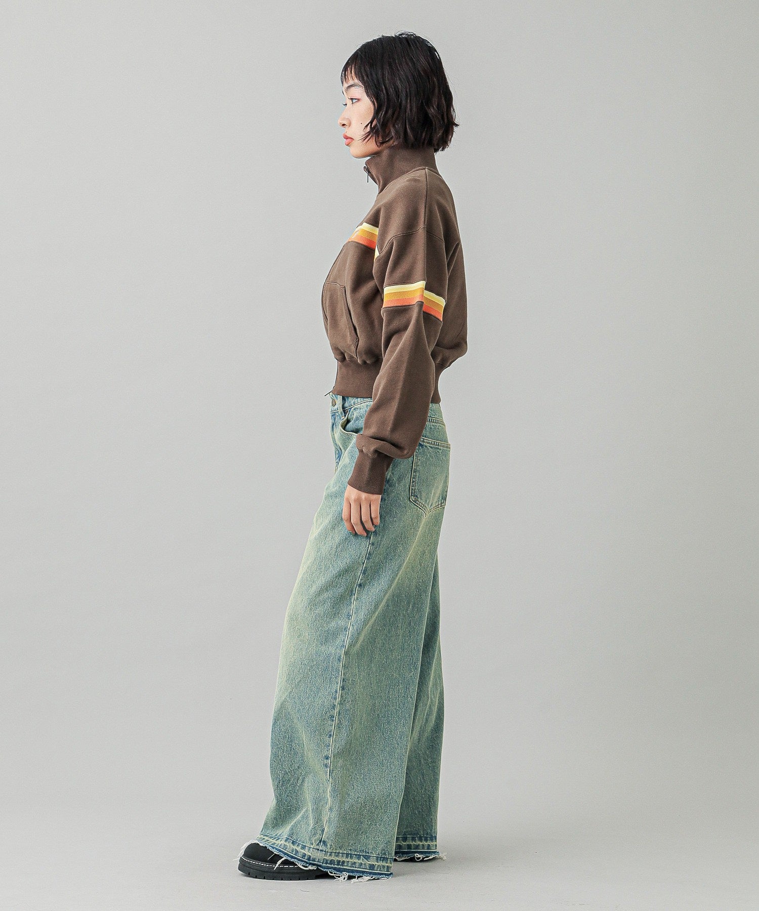 LOW RISE OVERDYED DENIM PANTS