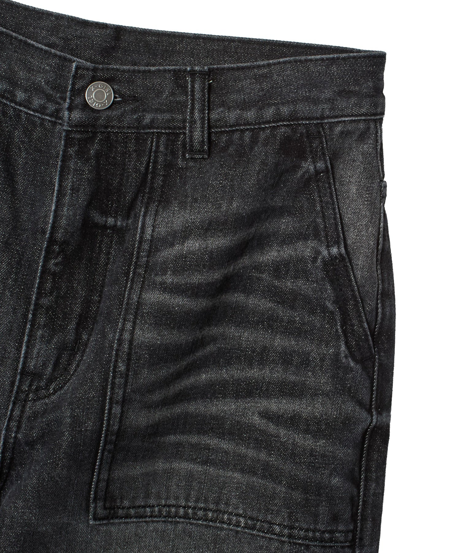 FADED WIDE LEG FLARE DENIM PANTS