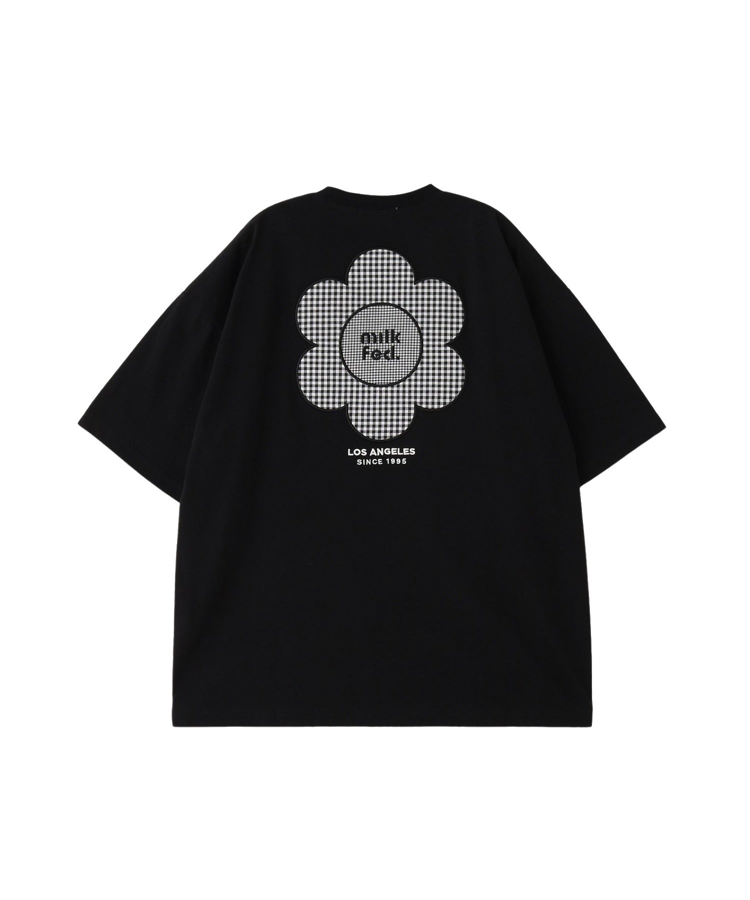 CUT OUT LOGO GINGHAM FLOWER WIDE S/S TEE