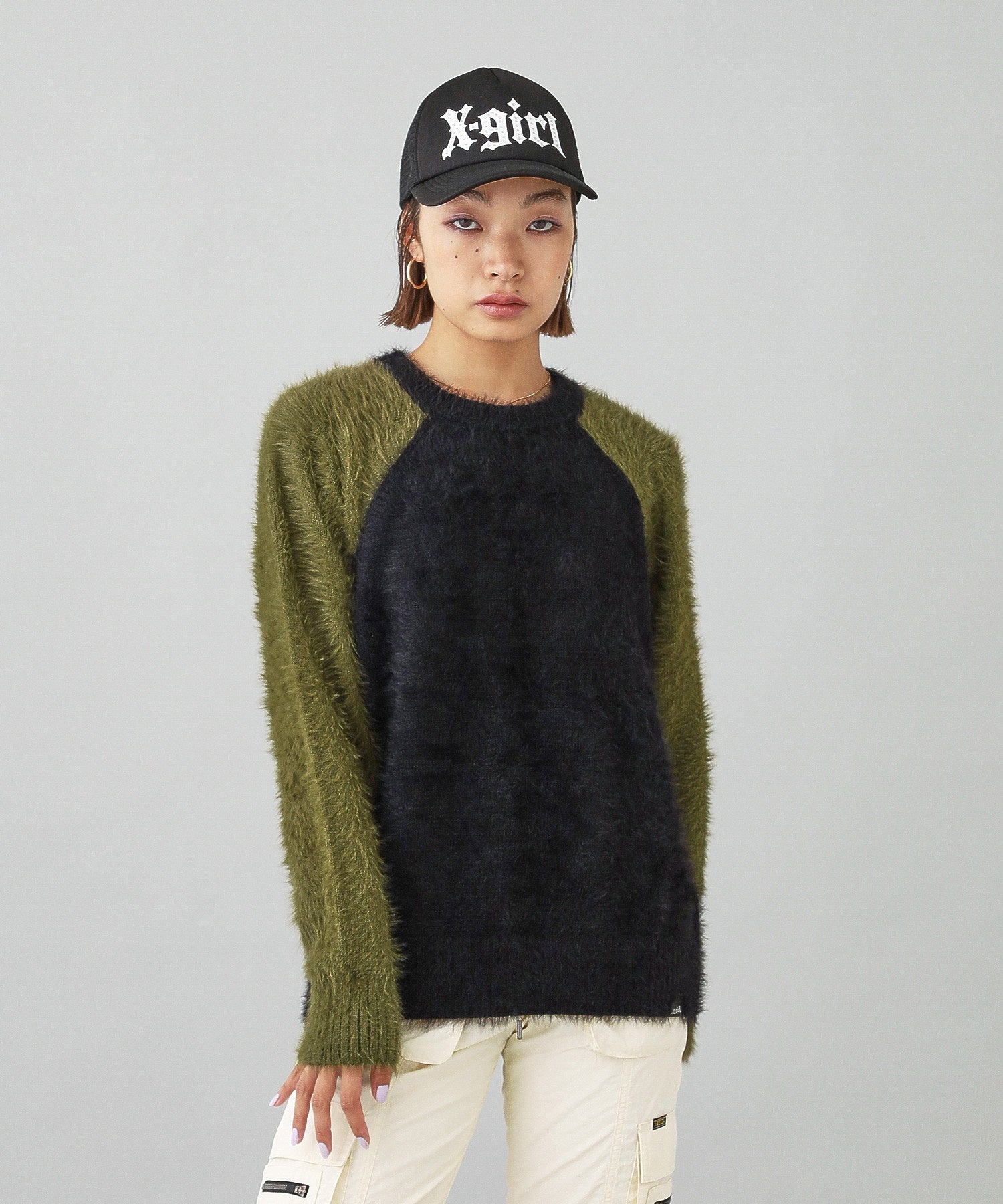 SHAGGY KNIT RAGLAN SLEEVE TOP