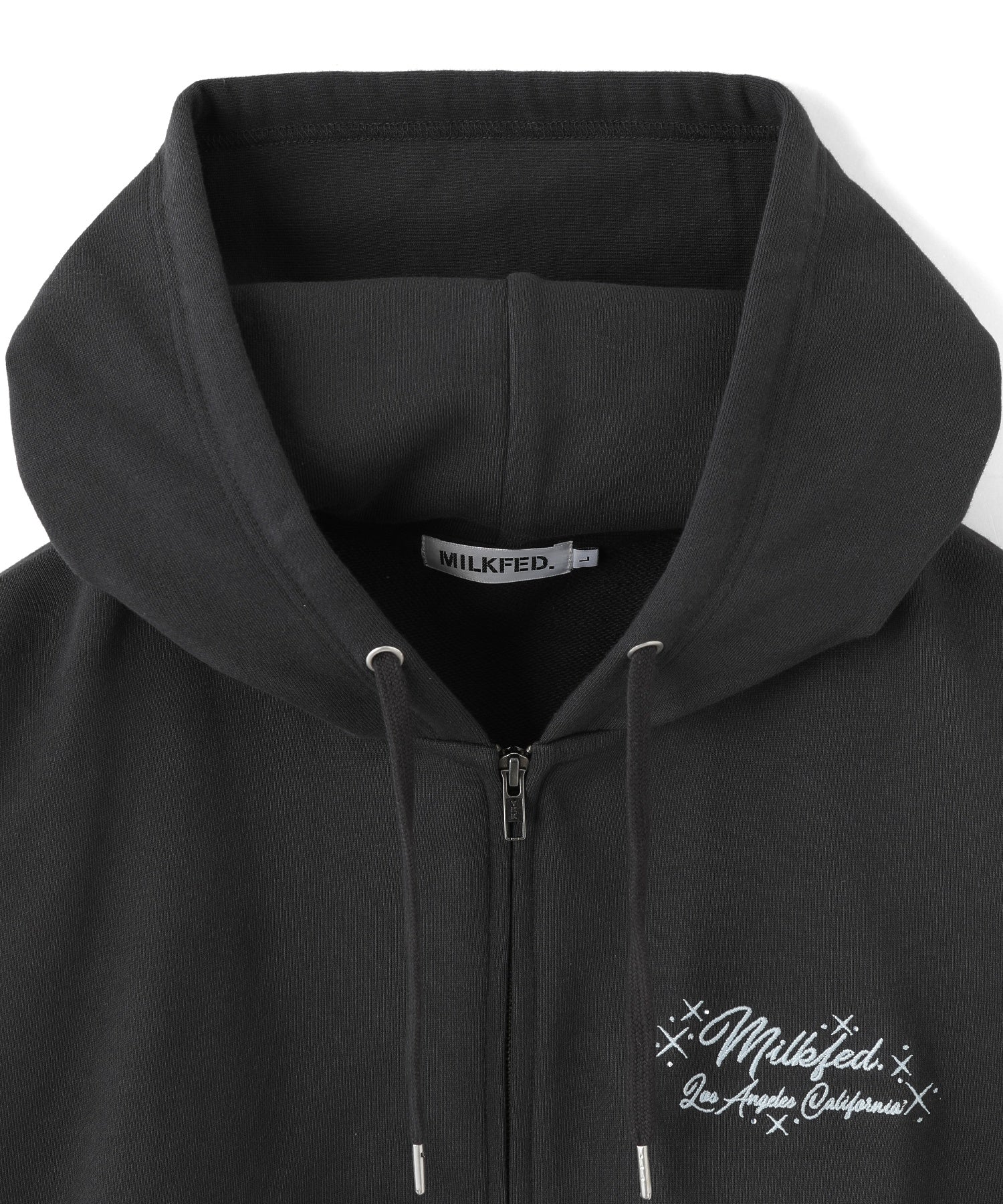 RHINESTONE LOGO SHORT ZIP UP HOODIE