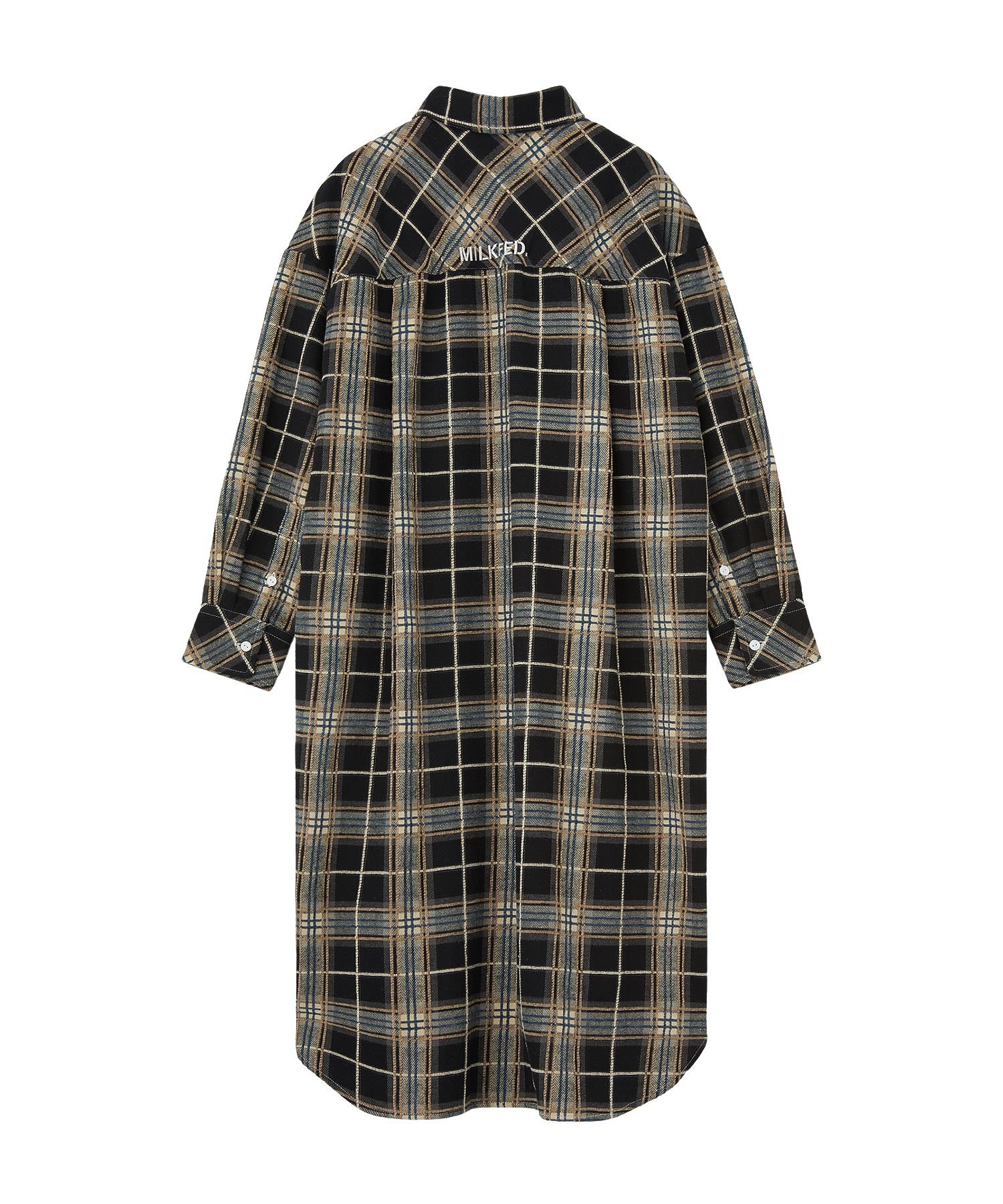 LOGO PLAID SHIRT DRESS