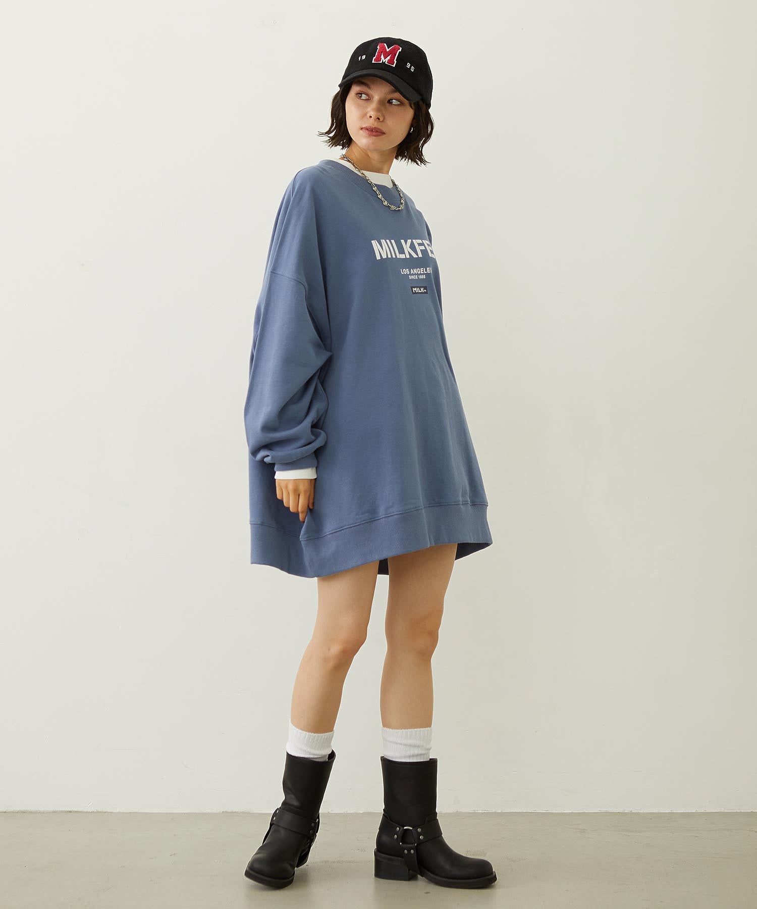 STENCIL AND BAR LOGO BIG SWEAT TOP