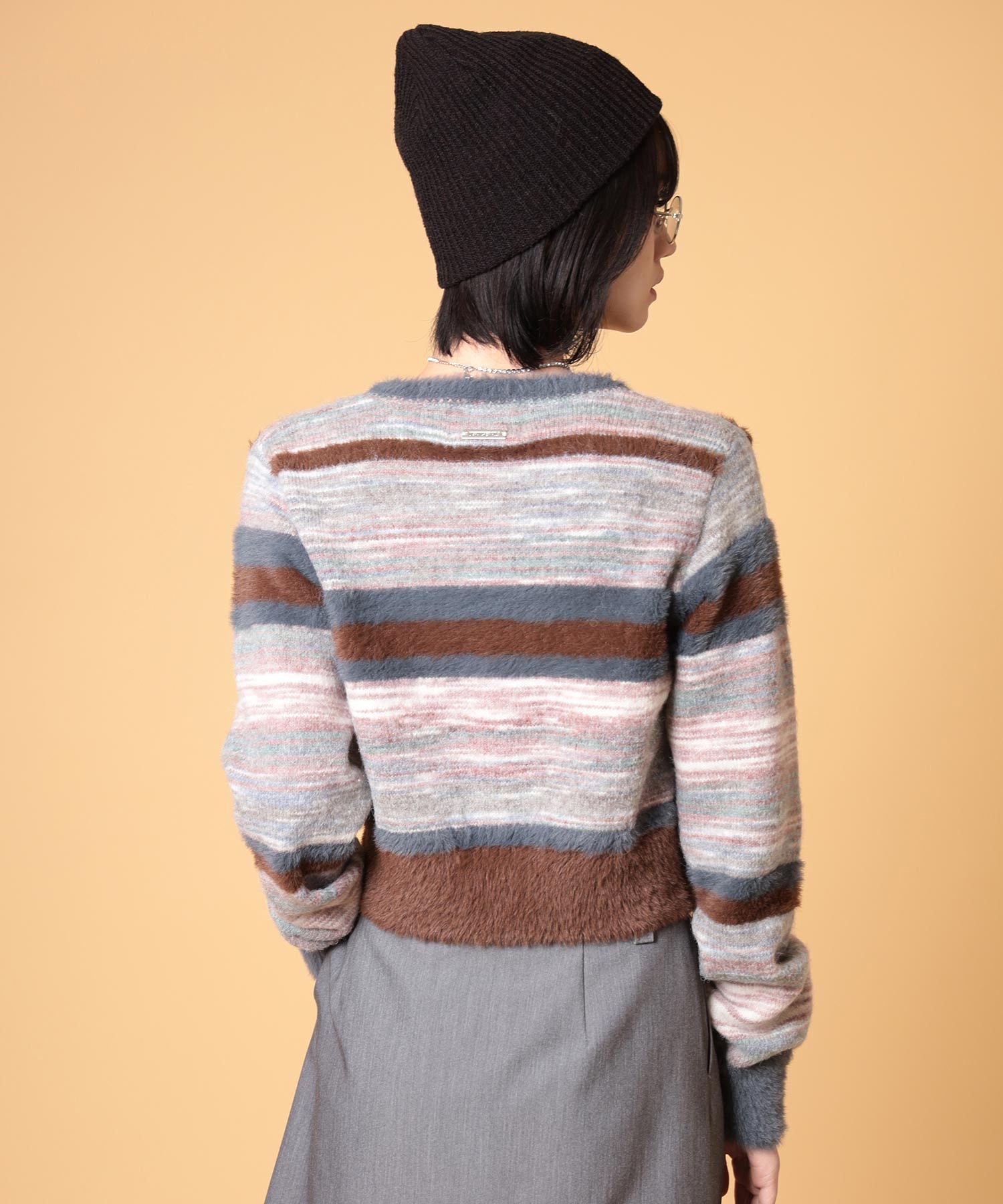 マルチボーダーシャギーカーディガン