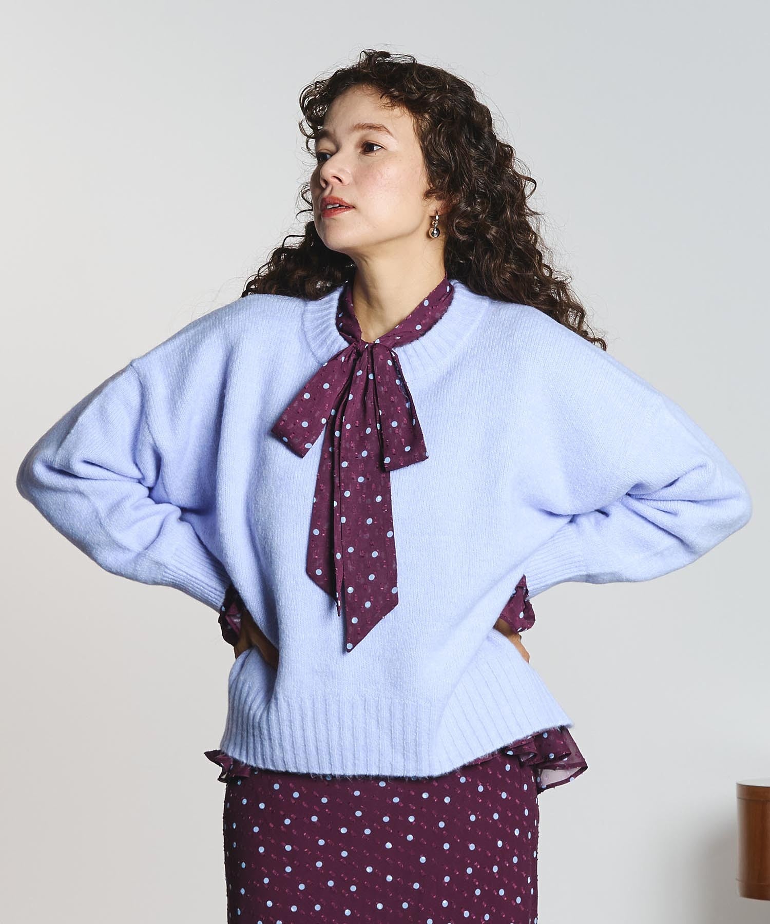 PRINTED BOW TIE BLOUSE