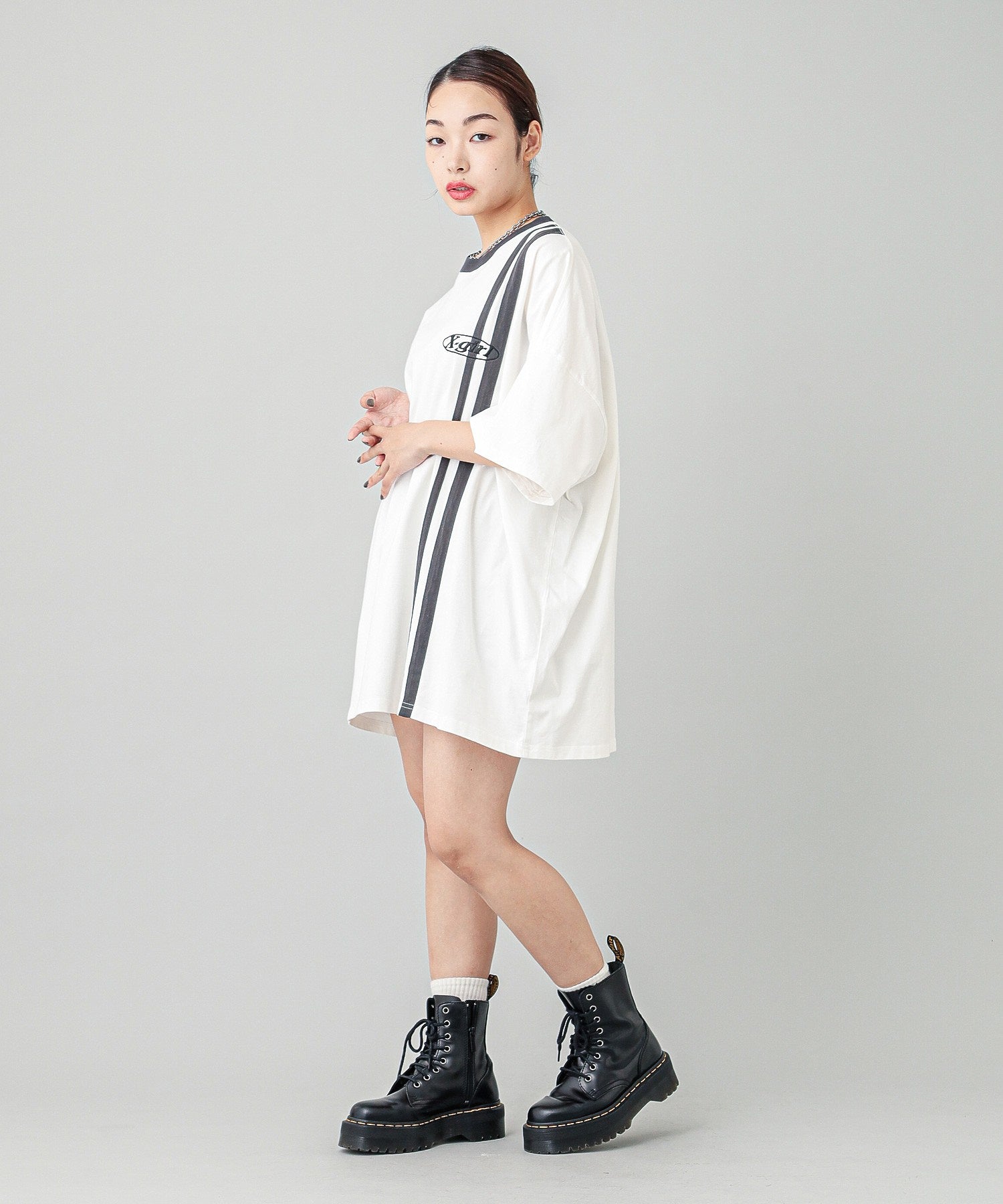 DOUBLE STRIPE S/S BIG TEE DRESS