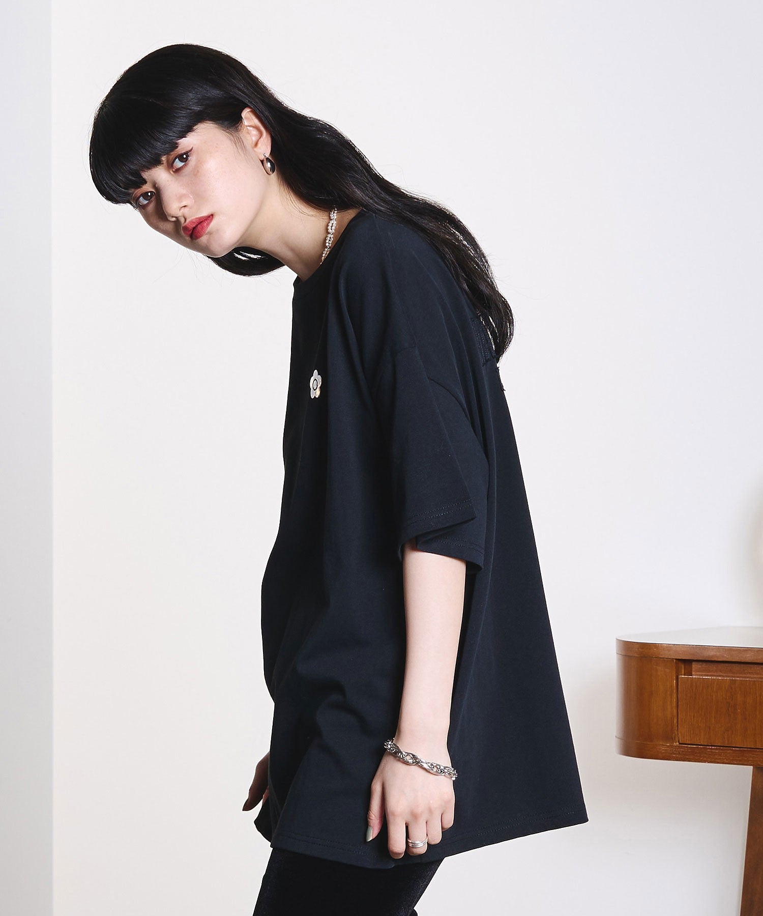 【ROSE BUD別注】MARY QUANT/BACK APPLIQUE T-SHIRT