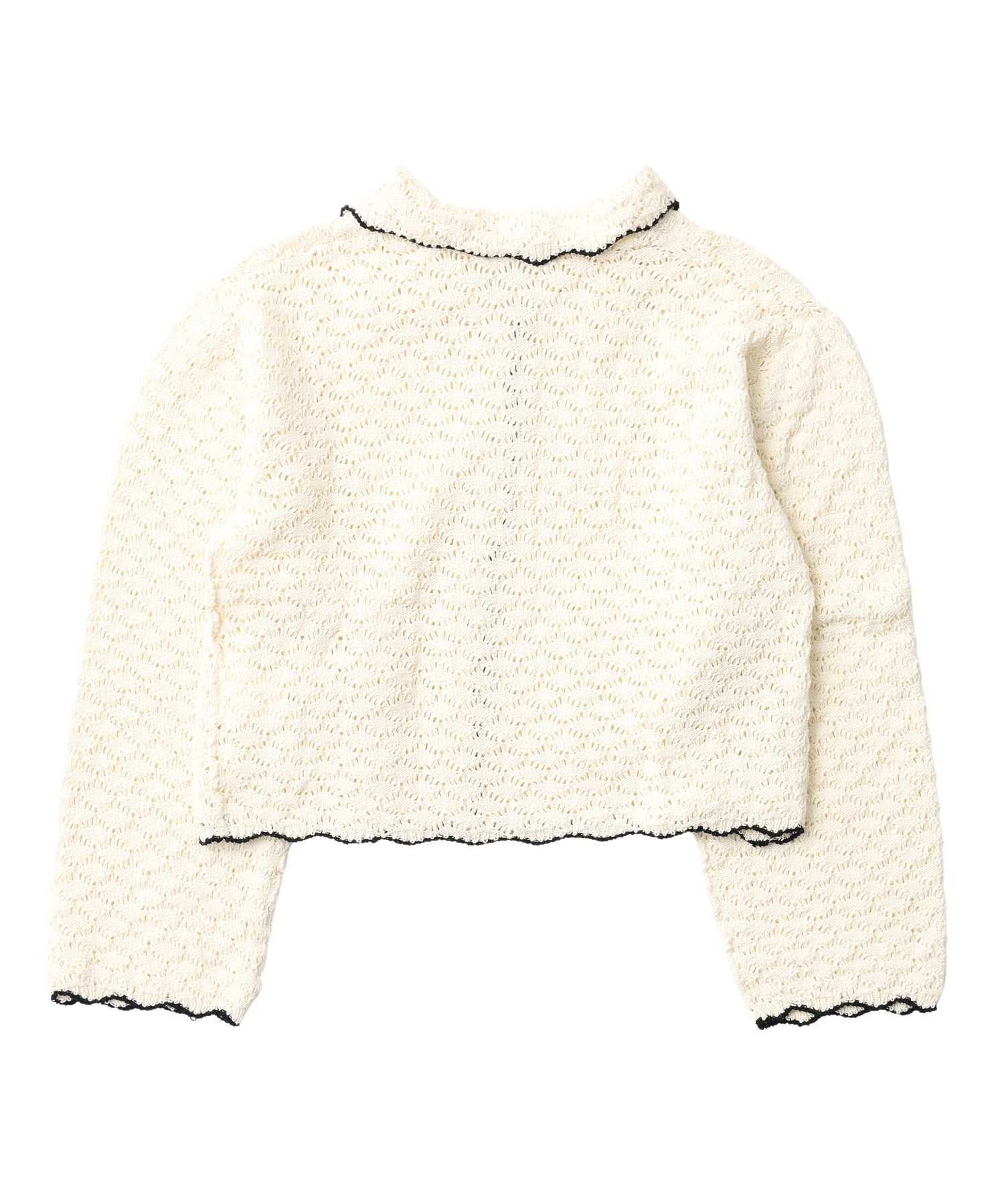 OPEN COLLAR CONTRAST TRIM KNIT CARDIGAN