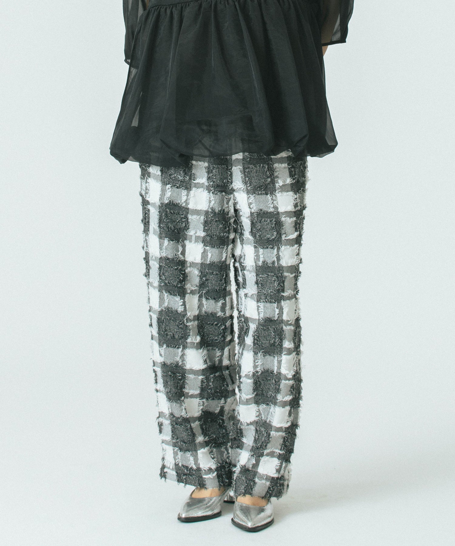 チェックイージーパンツ