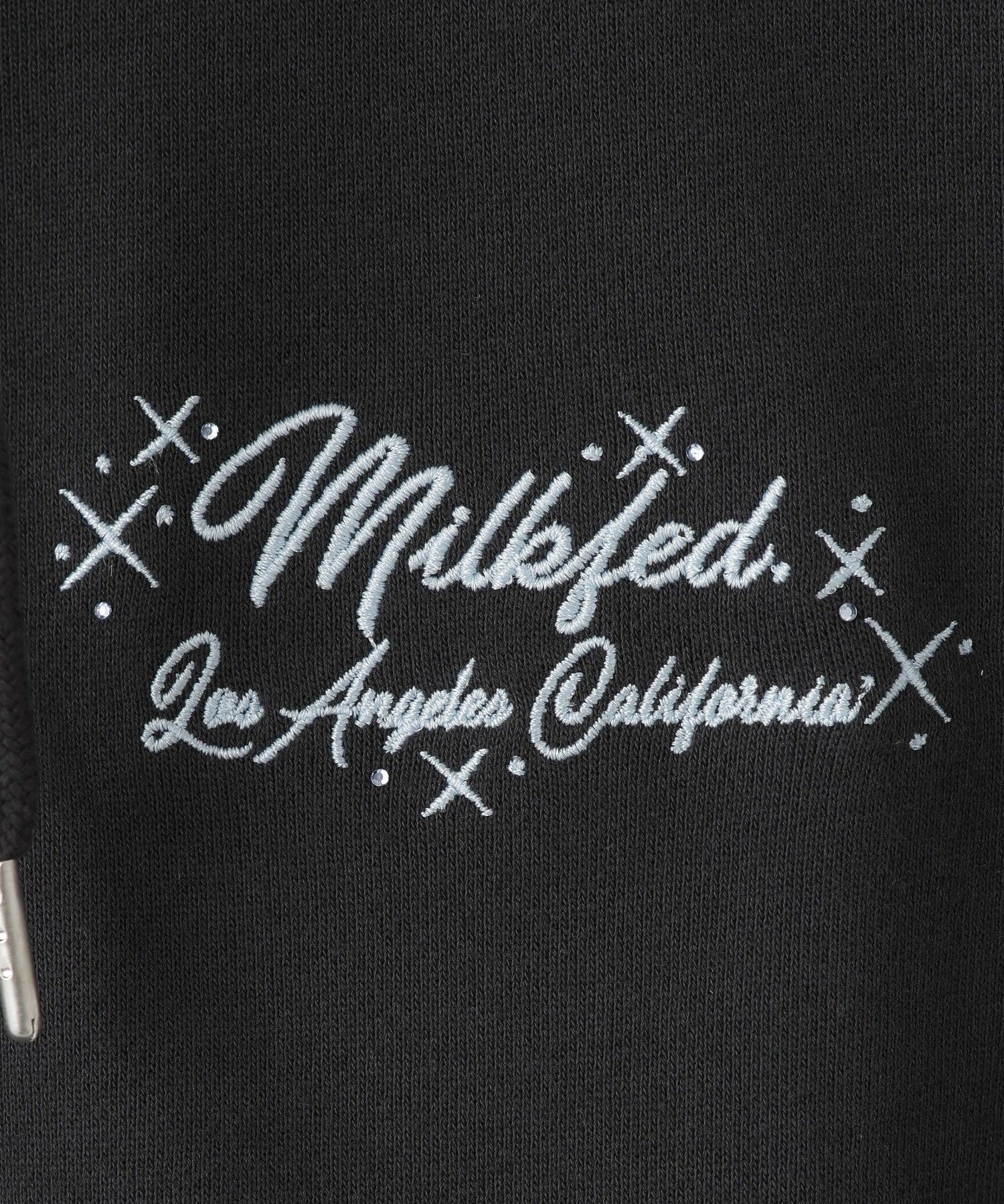 RHINESTONE LOGO SHORT ZIP UP HOODIE