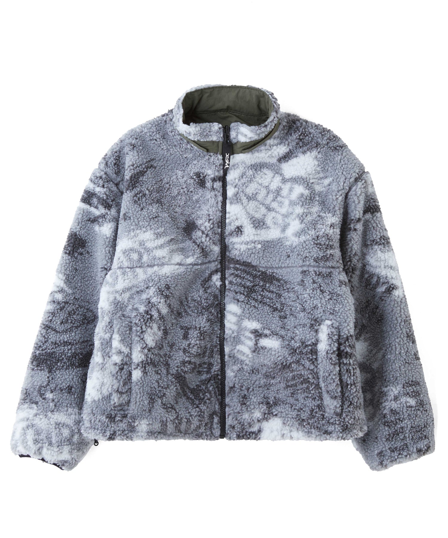 BRUSHED COLLAGE GRAPHIC REVERSIBLE BOA BLOUSON