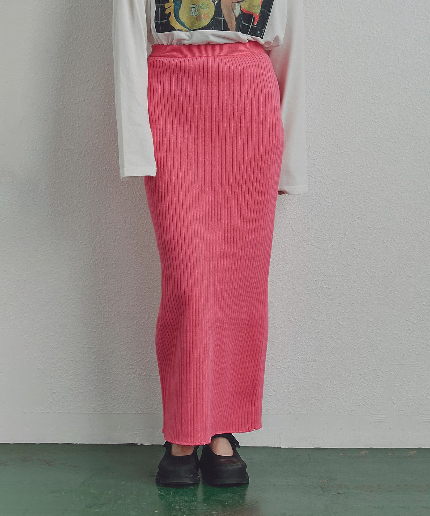 リブニットスカート