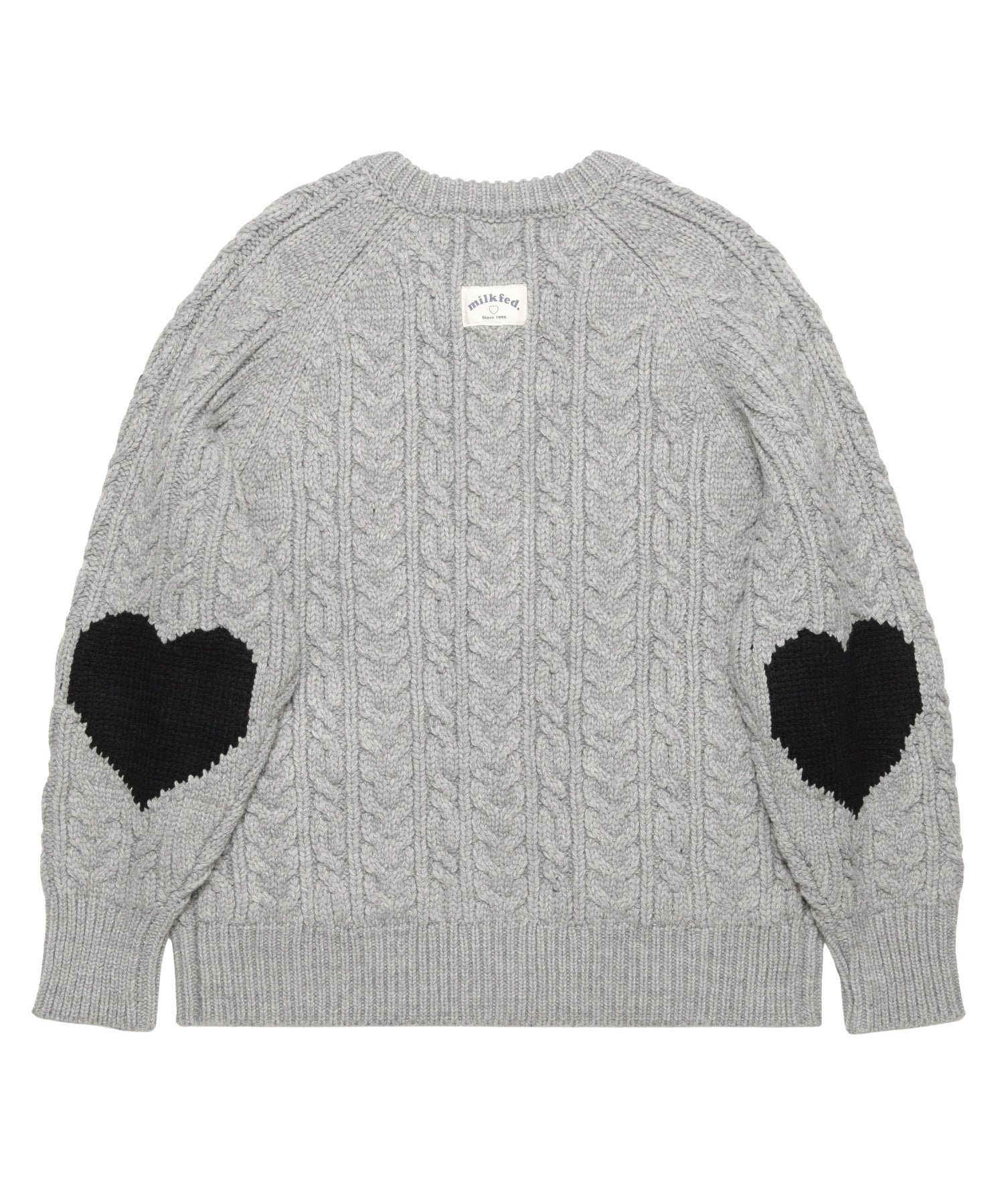 HEART ELBOW CABLE KNIT CARDIGAN