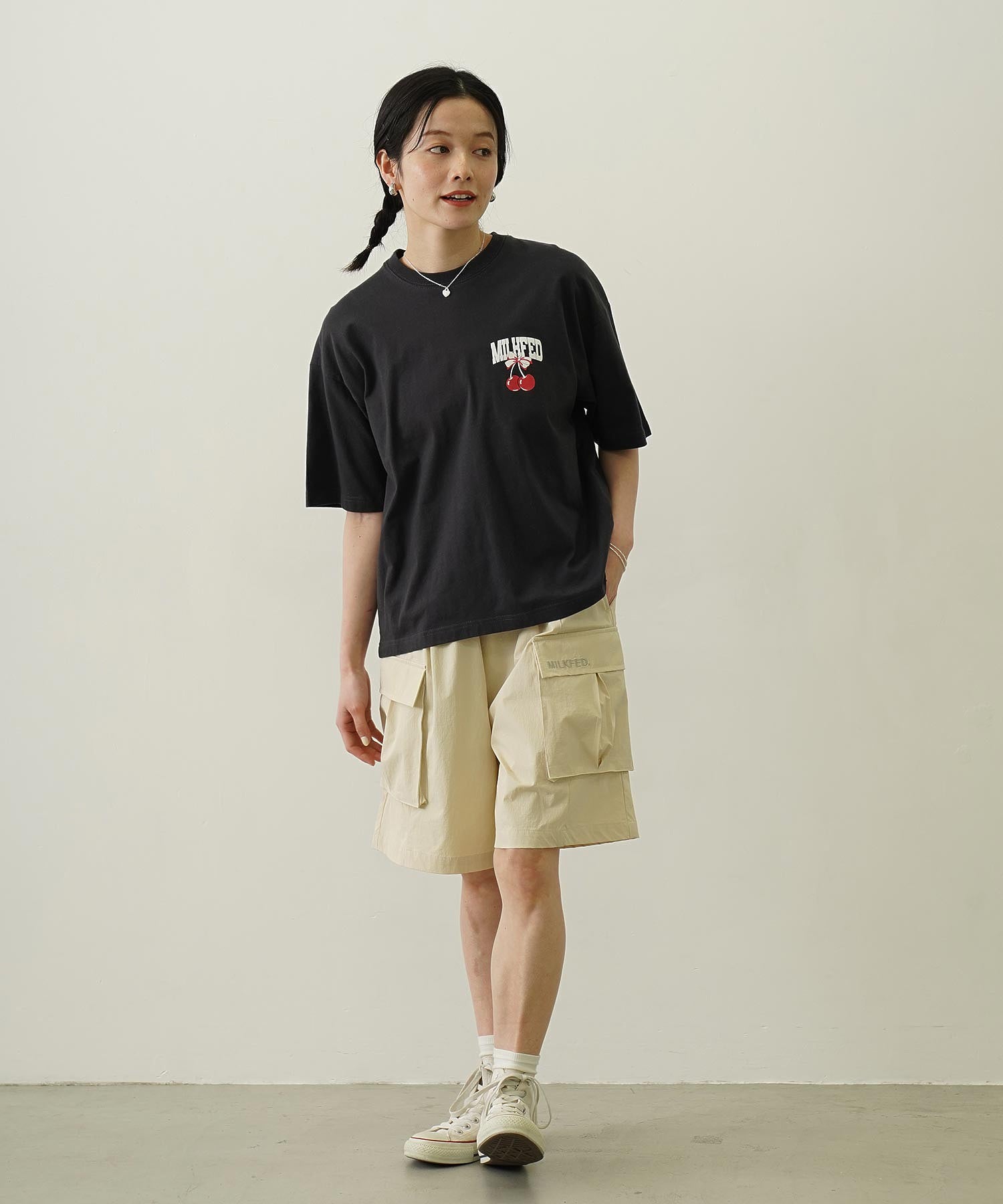 CHERRY AND RIBBON WIDE S/S TEE