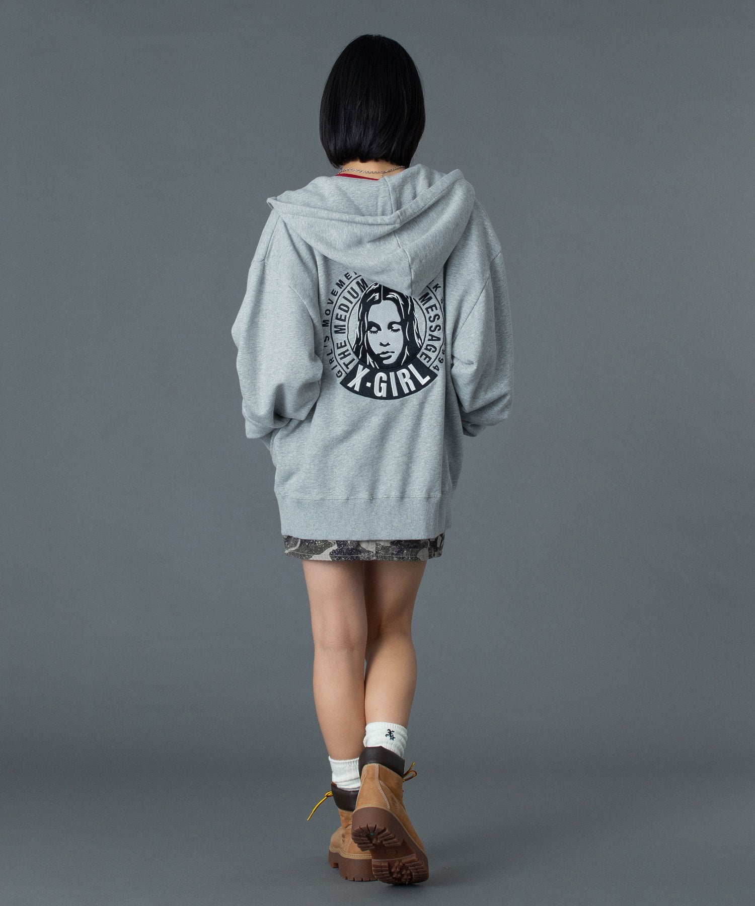 CIRCLE MESSAGE AND FACE ZIP UP SWEAT HOODIE