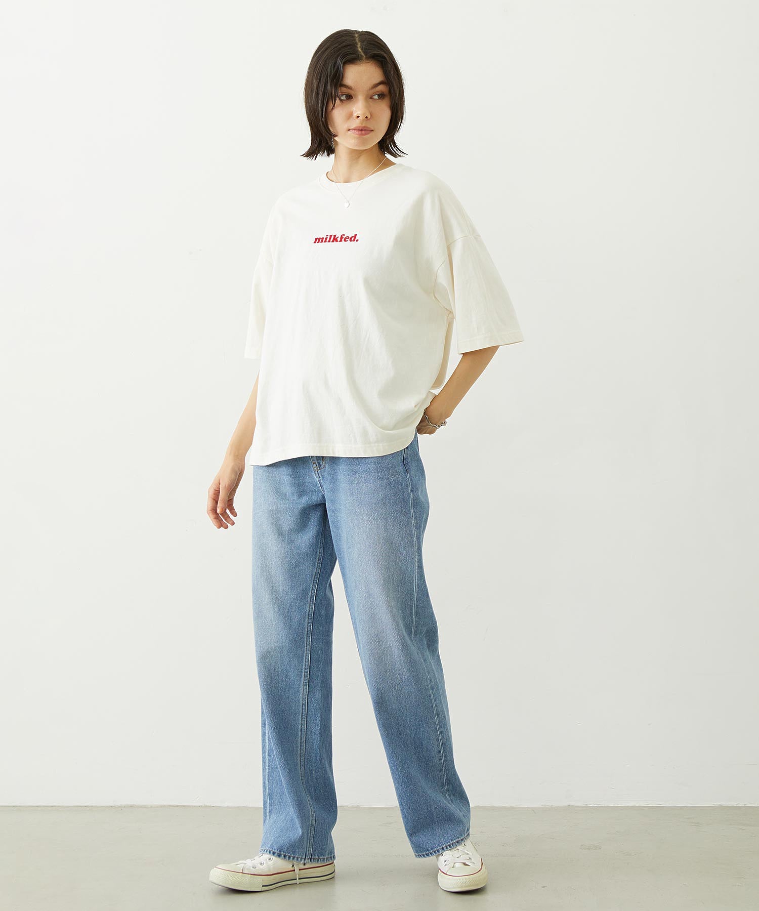 MILKFED. EMBROIDERED DENIM PANTS