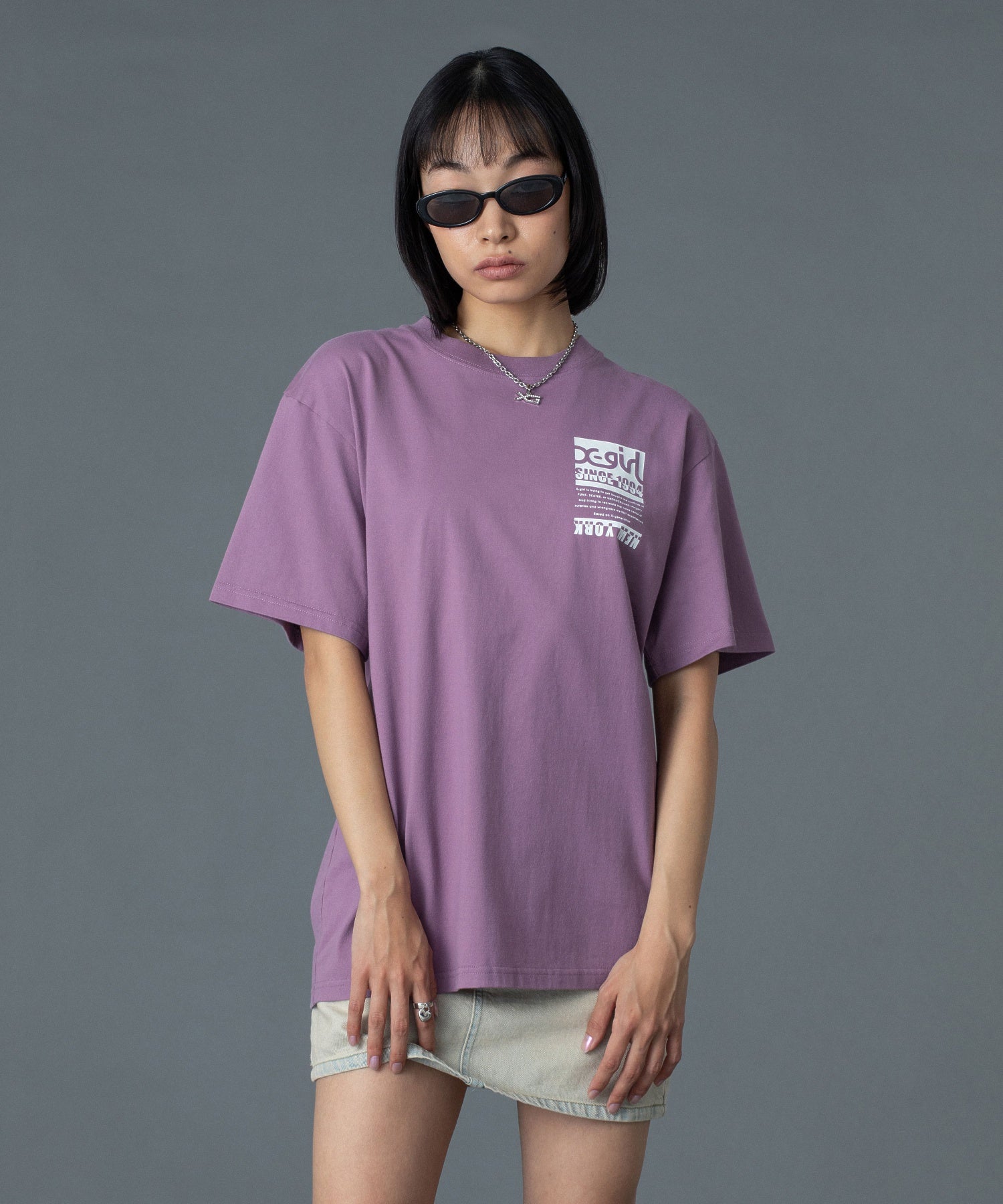 CURSIVE LOGO DENIM MINI SKIRT