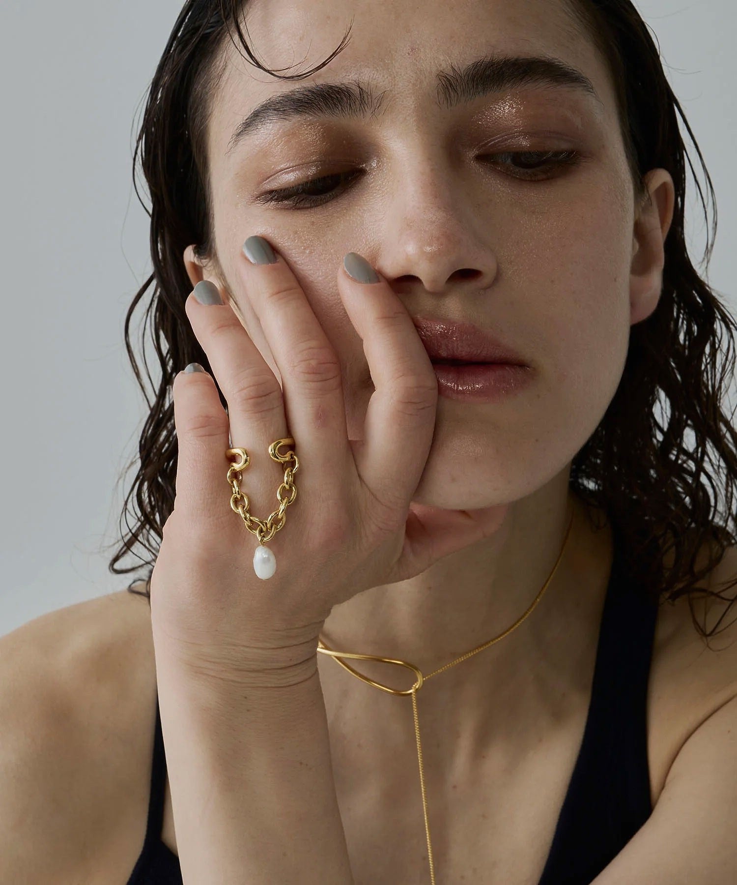 loni/IVY PEARL CHAIN RING