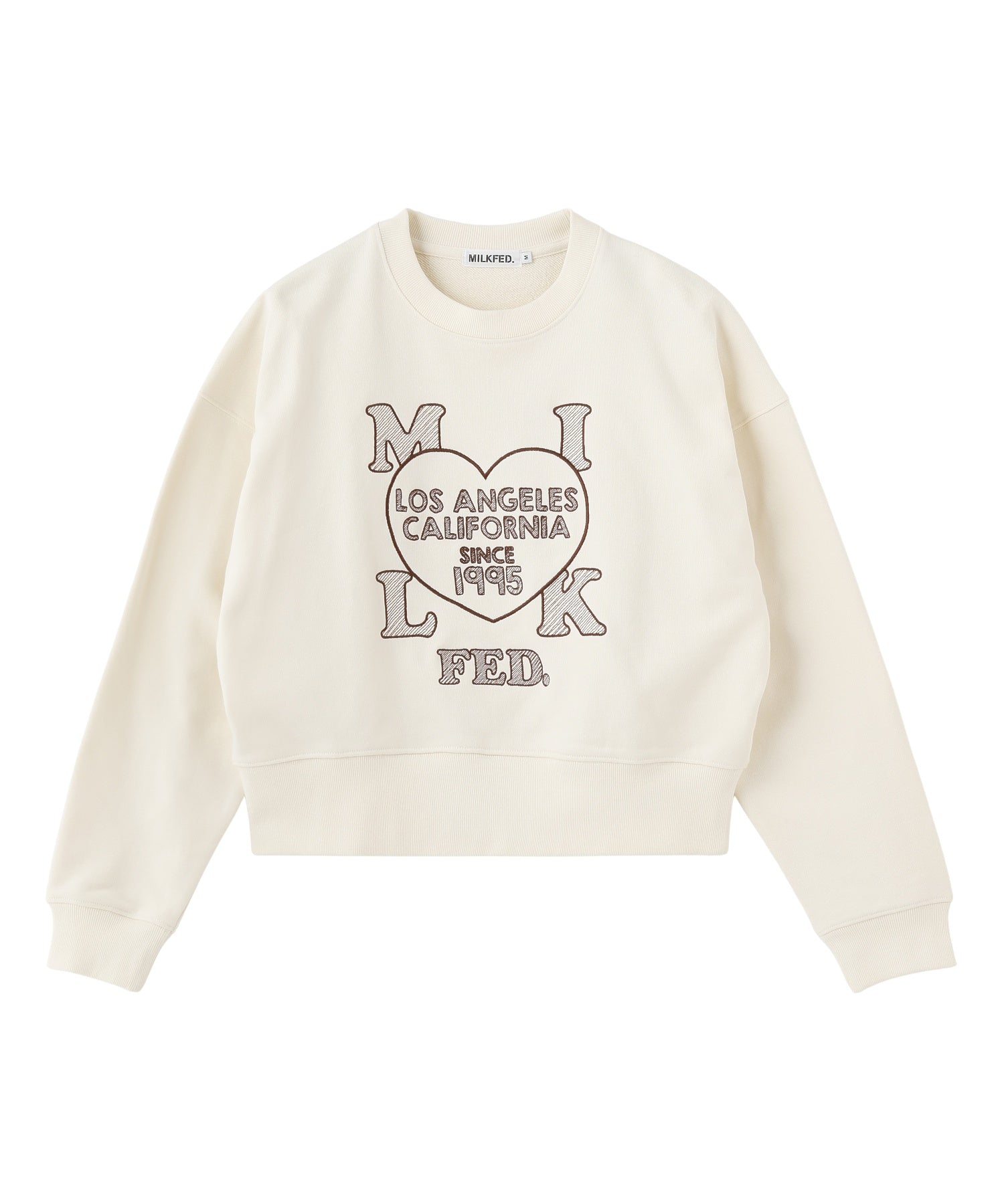 STITCHED HEART LOGO SHORT CREW SWEAT