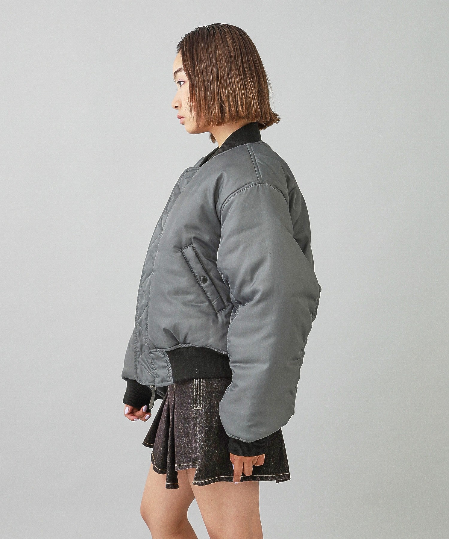 PANELED FUR REVERSIBLE MA-1 JACKET