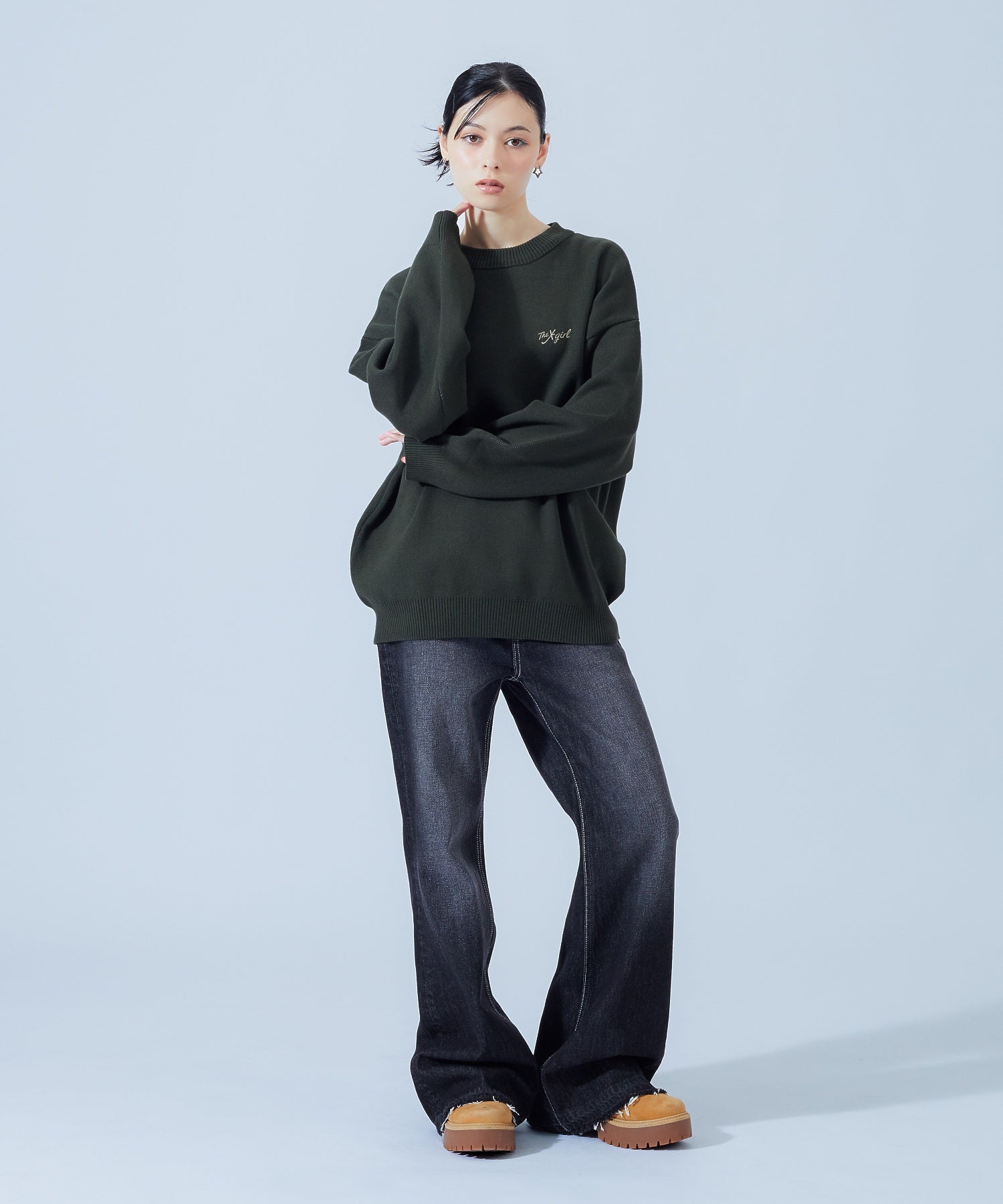 HEART POCKET FLARE DENIM PANTS