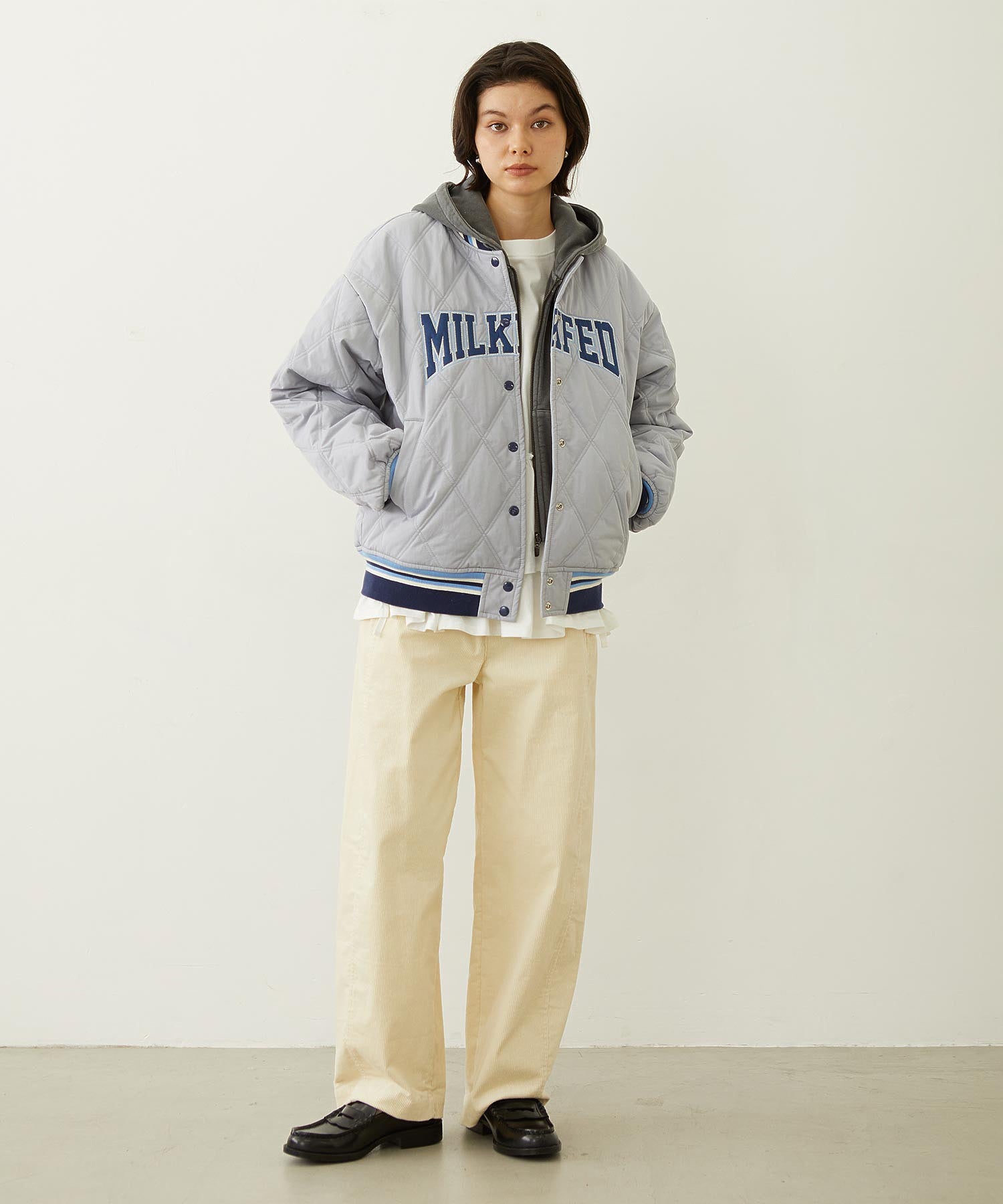 SATIN LOGO PATCH QUILTED JACKET