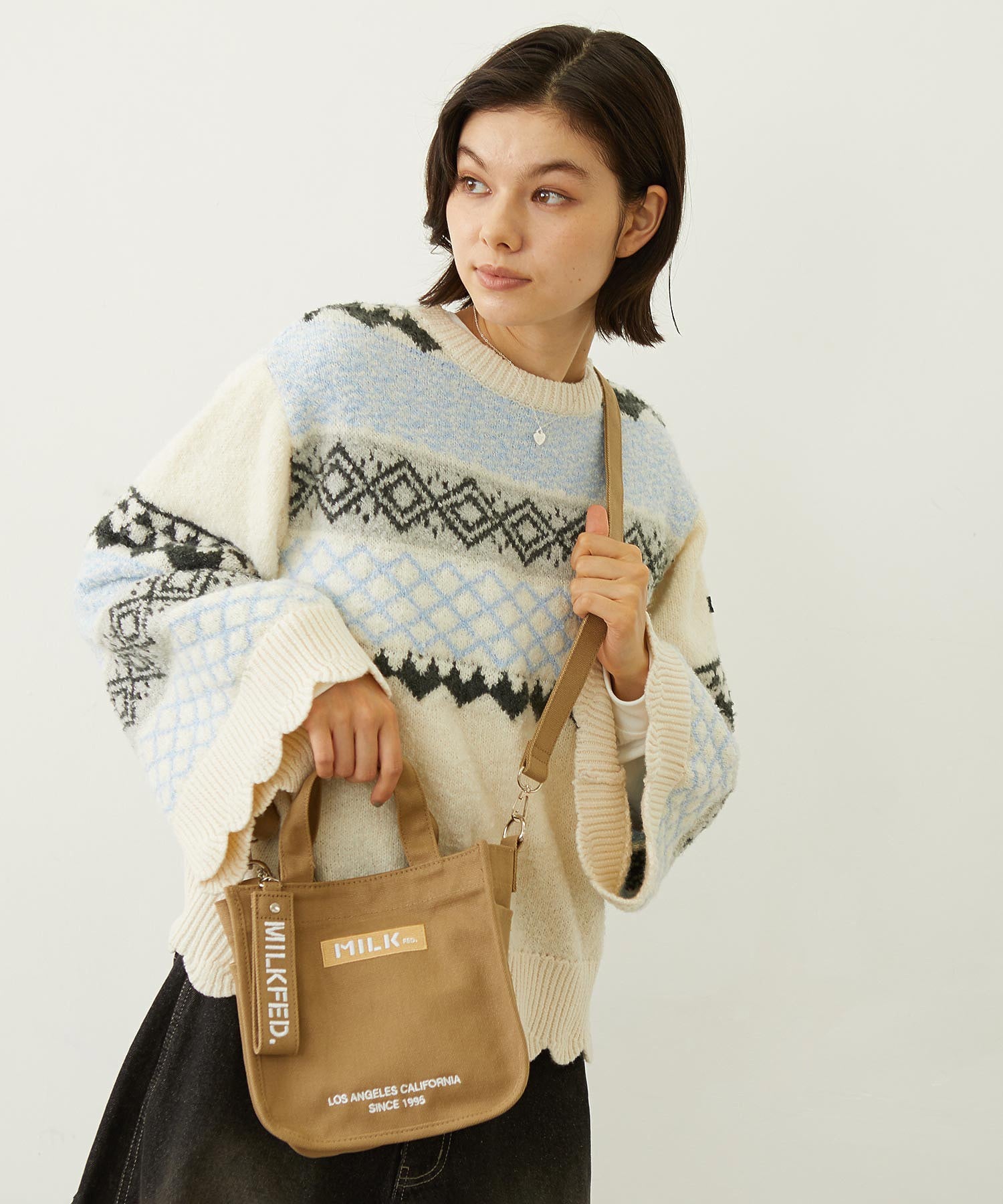EMBROIDERED BAR MINI SHOULDER BAG W/STRAP MILKFED.
