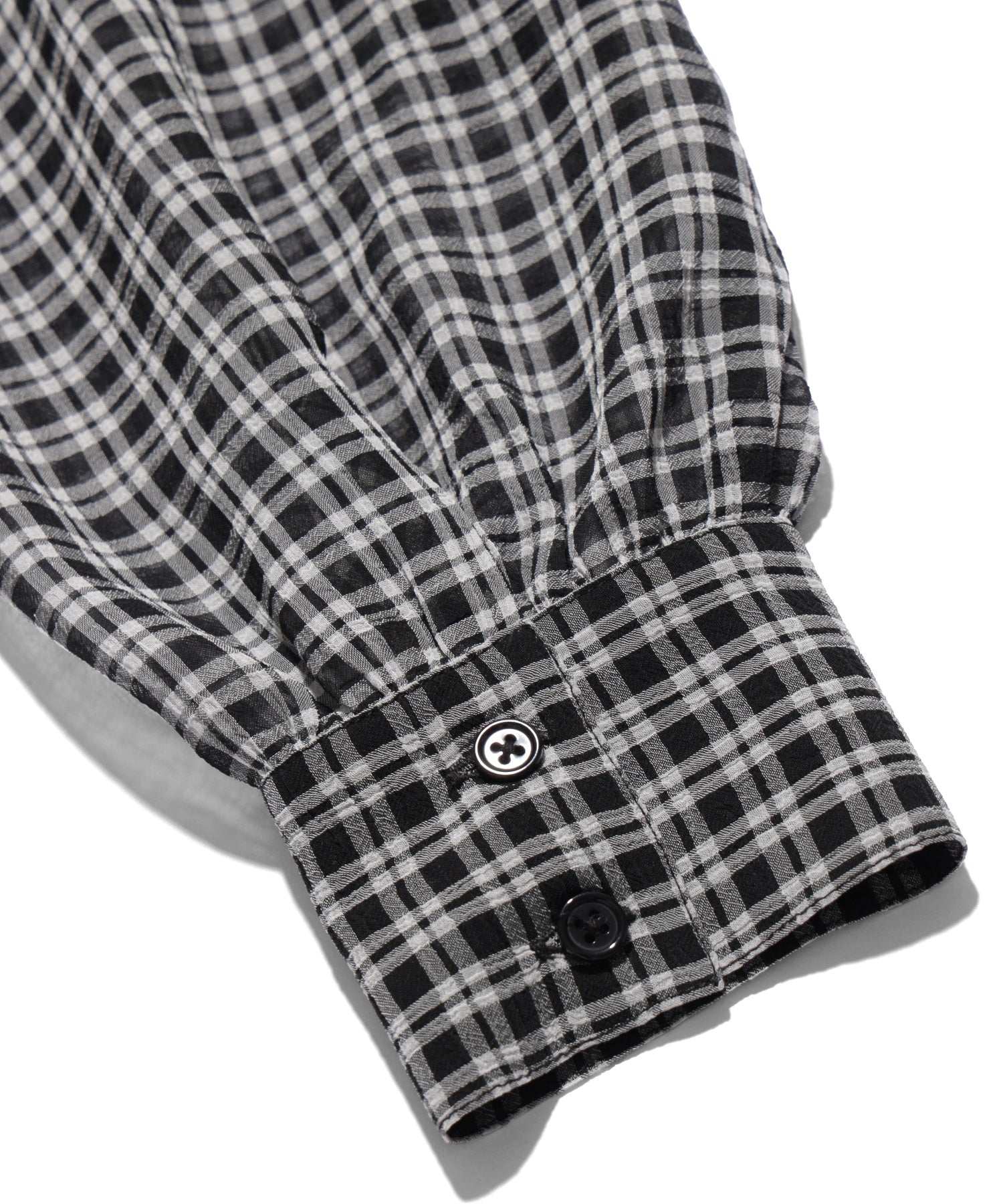 SHEER PLAID HOODED TOP