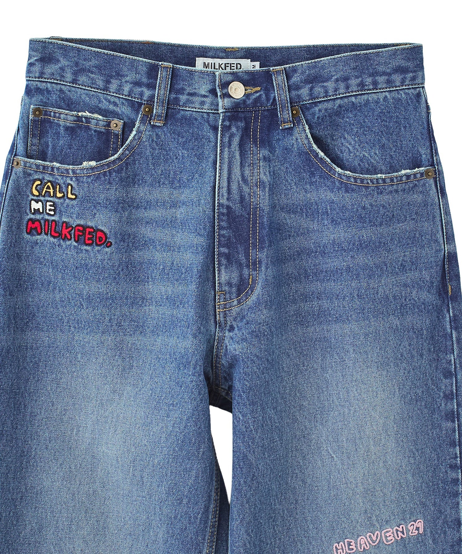 DOODLE EMBROIDERED DENIM PANTS