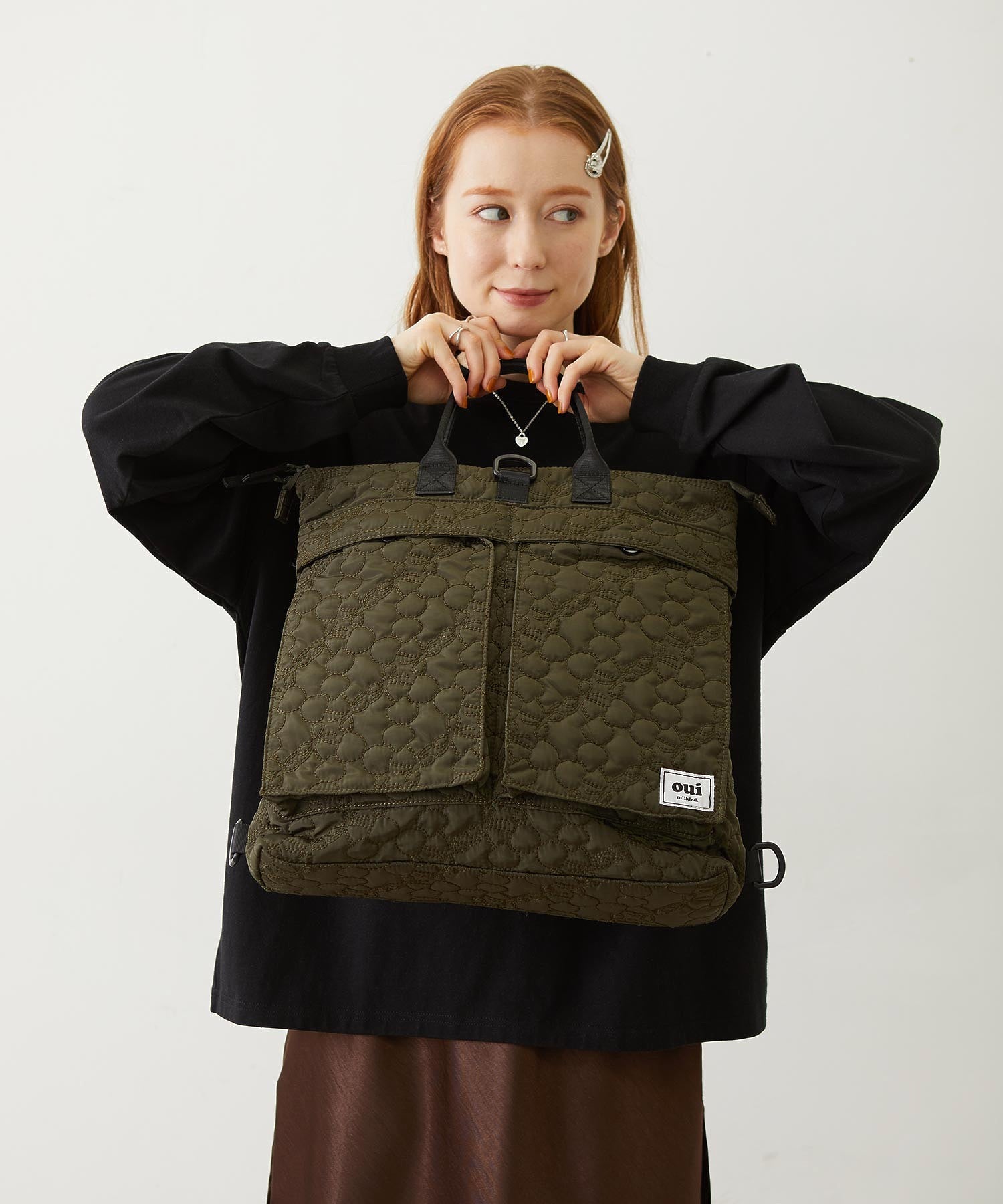 CHERRY QUILTED HELMET BAG