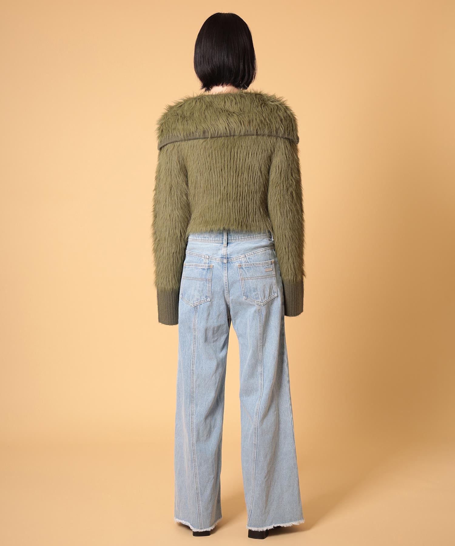 ビッグカラーシャギーニットカーディガン