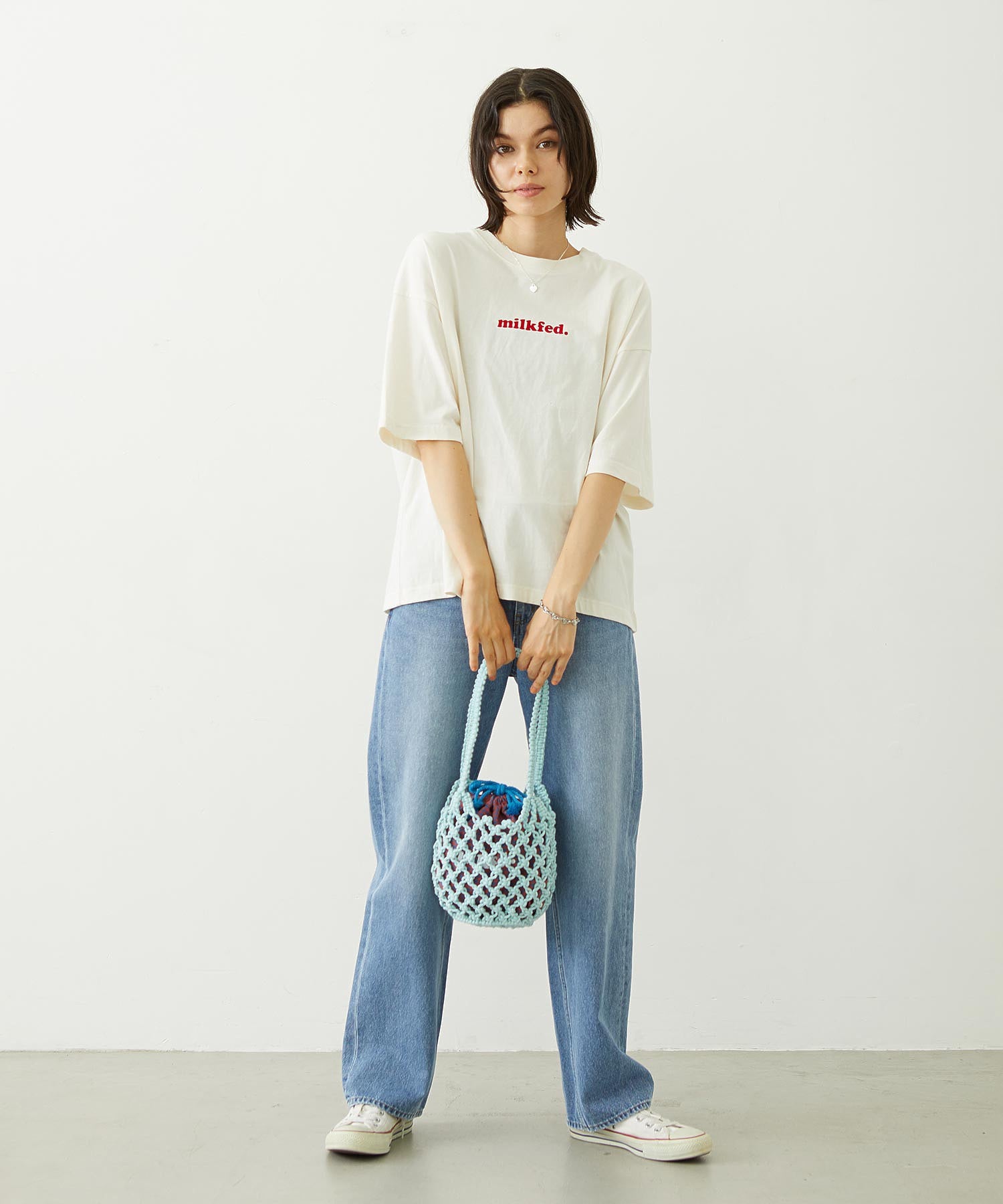 MILKFED. EMBROIDERED DENIM PANTS