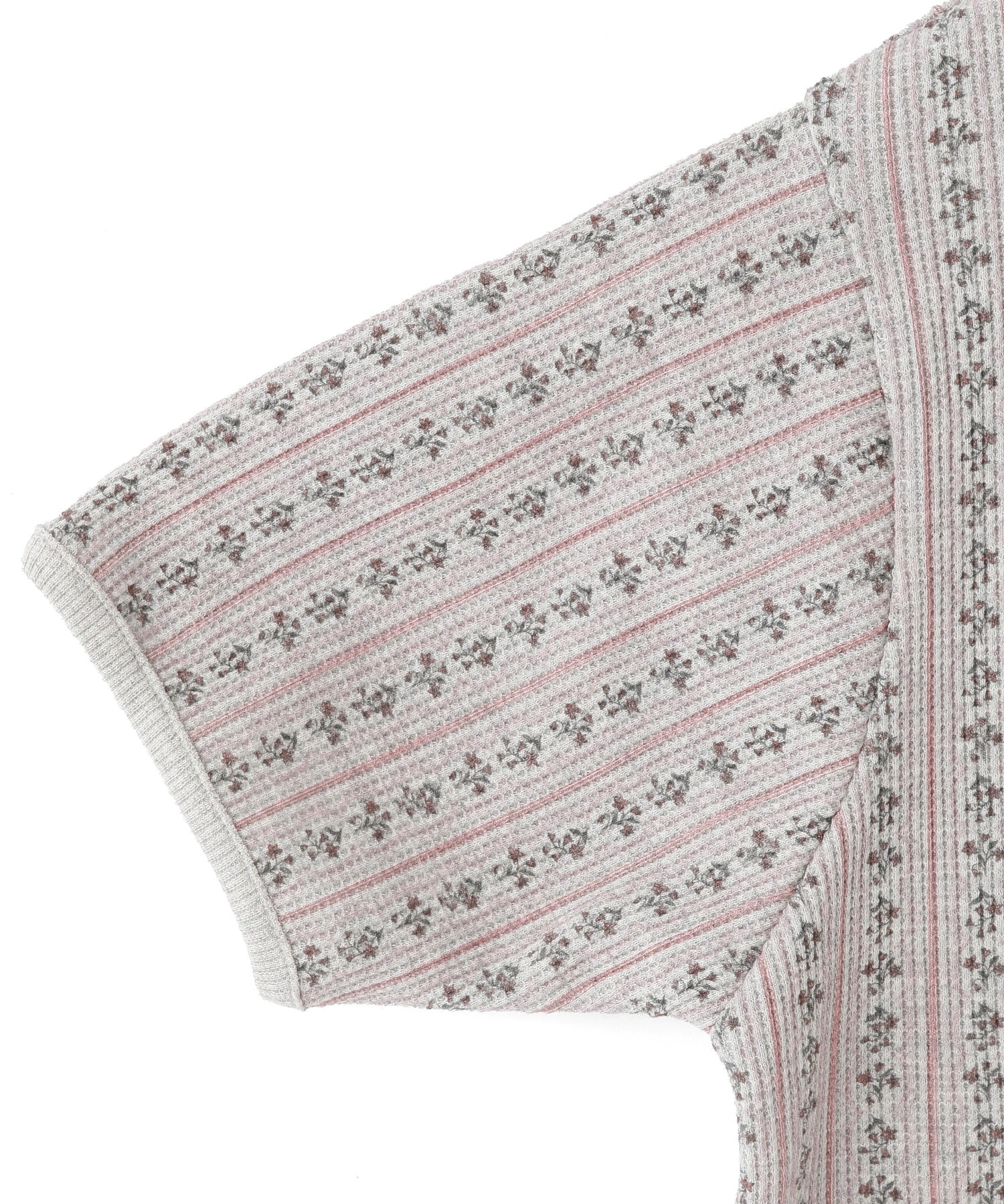 STRIPED FLOWER WAFFLE S/S TOP