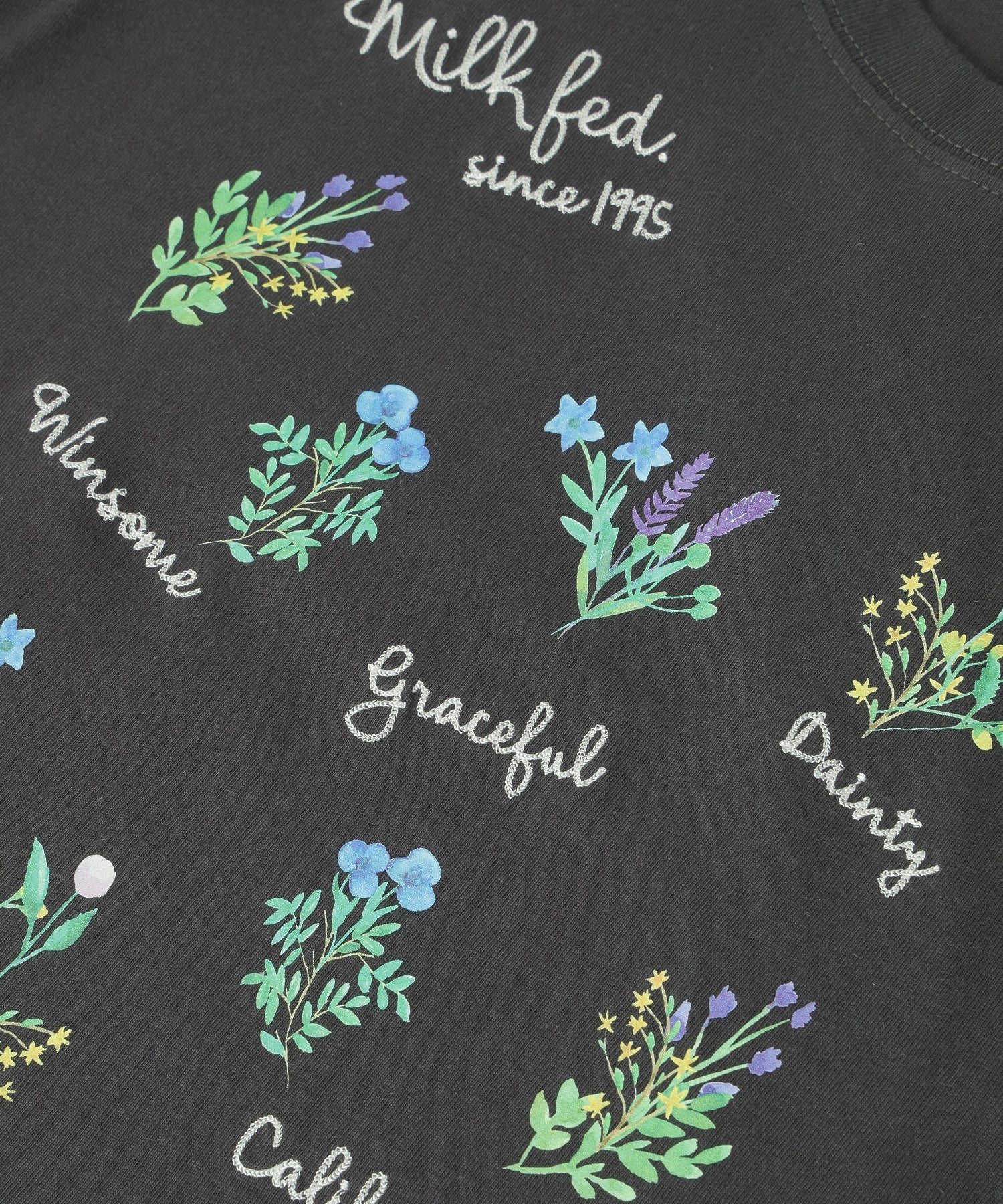 FLOWER PRINT AND EMBROIDERY COMPACT S/S TEE