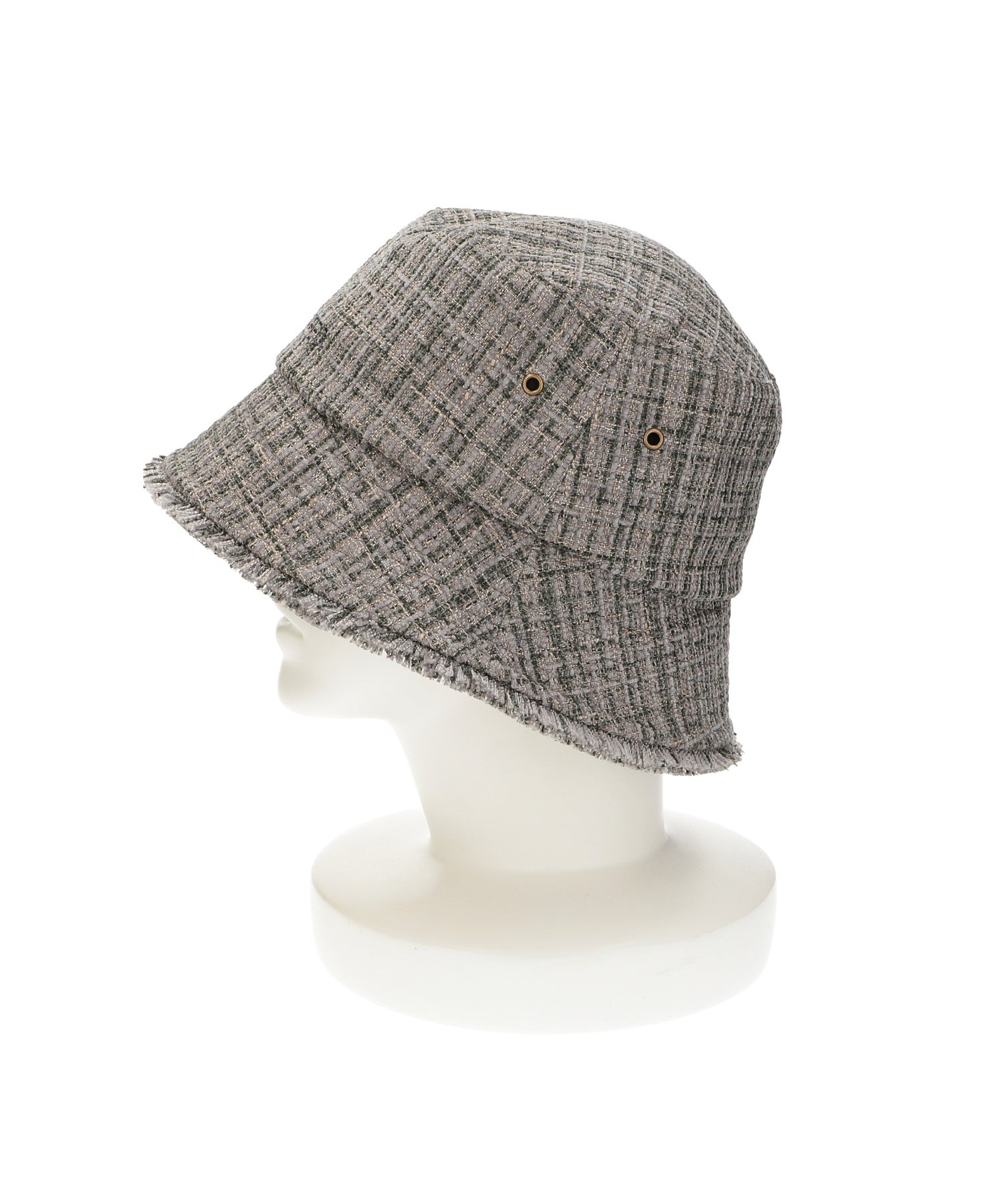TWEED FRINGE BUCKET HAT