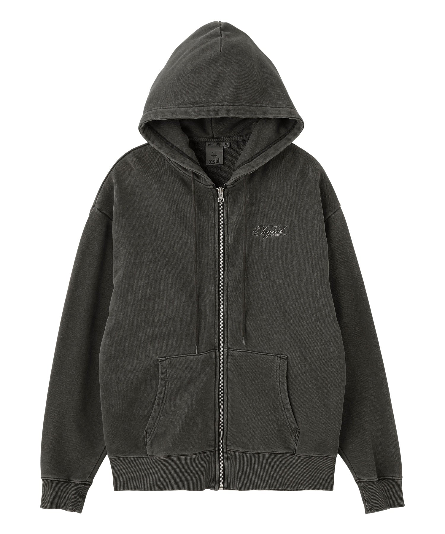 PIGMENT DYED FACE AND LOGO SQUARE PATCH ZIP UP SWEAT HOODIE