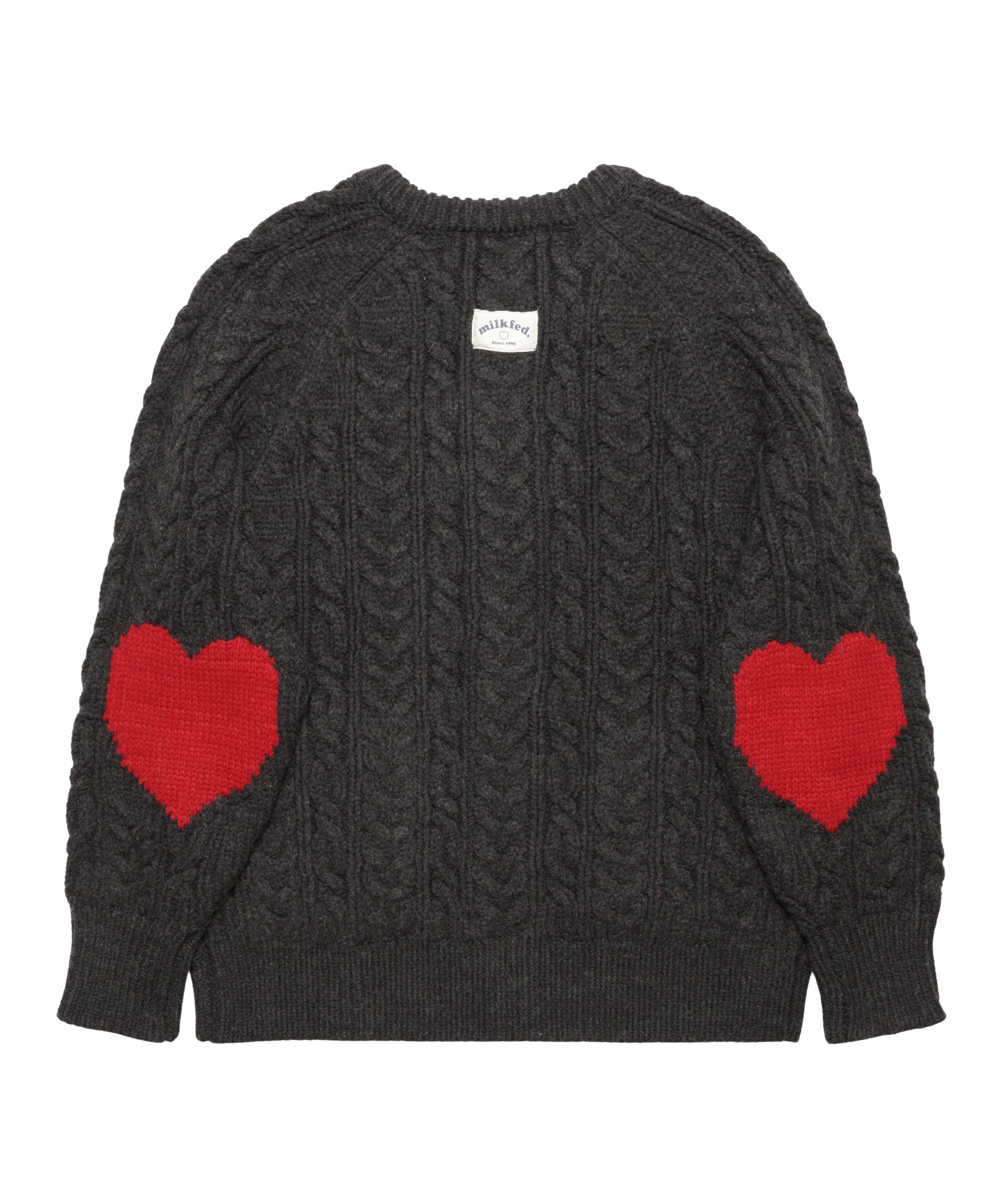 HEART ELBOW CABLE KNIT CARDIGAN
