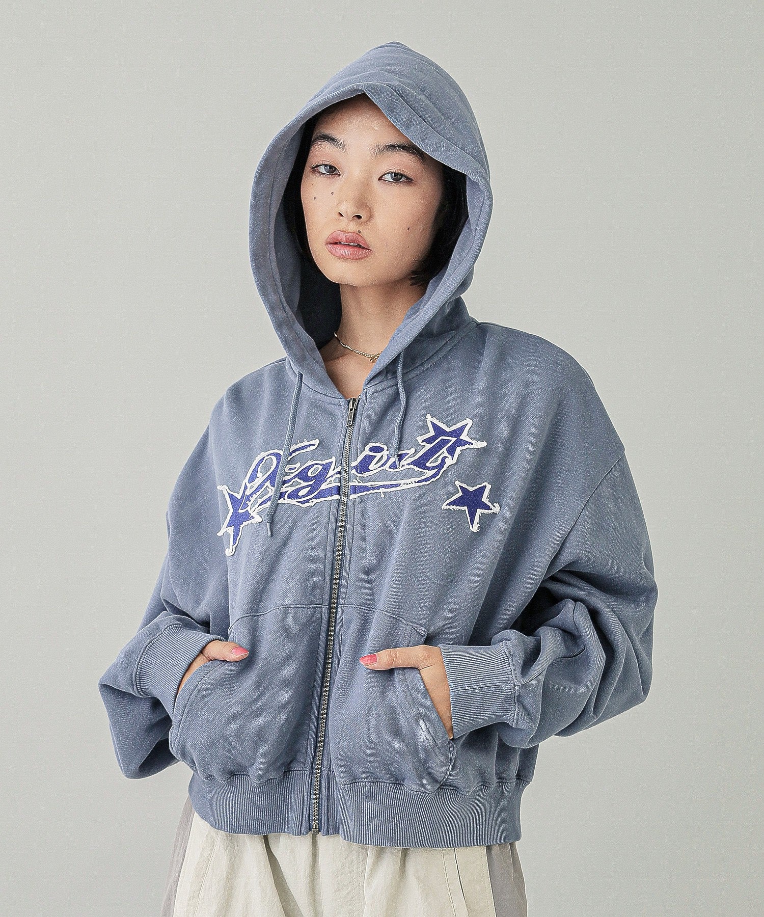 X-girl STAR LOGO ZIP UP HOODIE