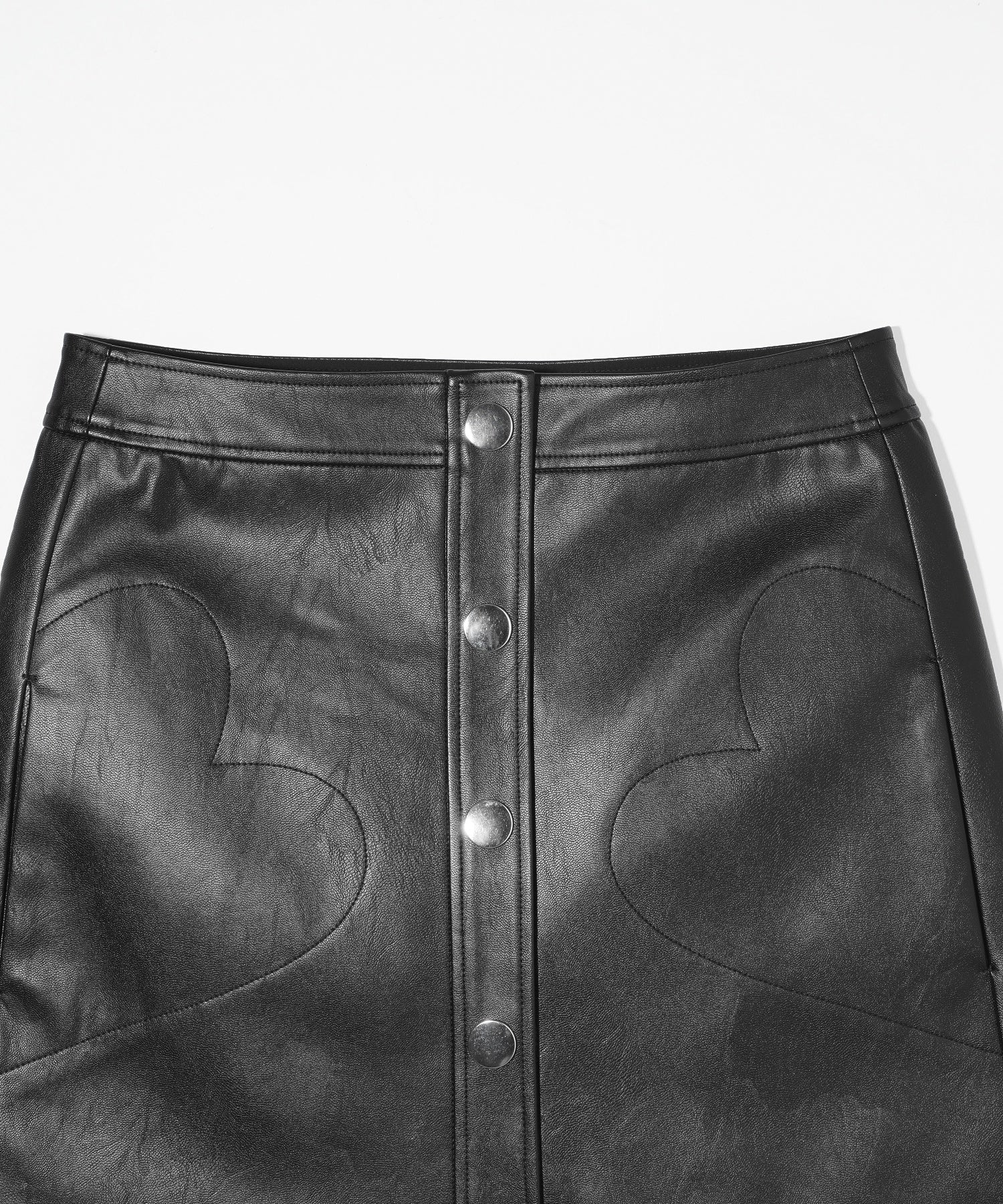 FAUX LEATHER HEART POCKET SKIRT