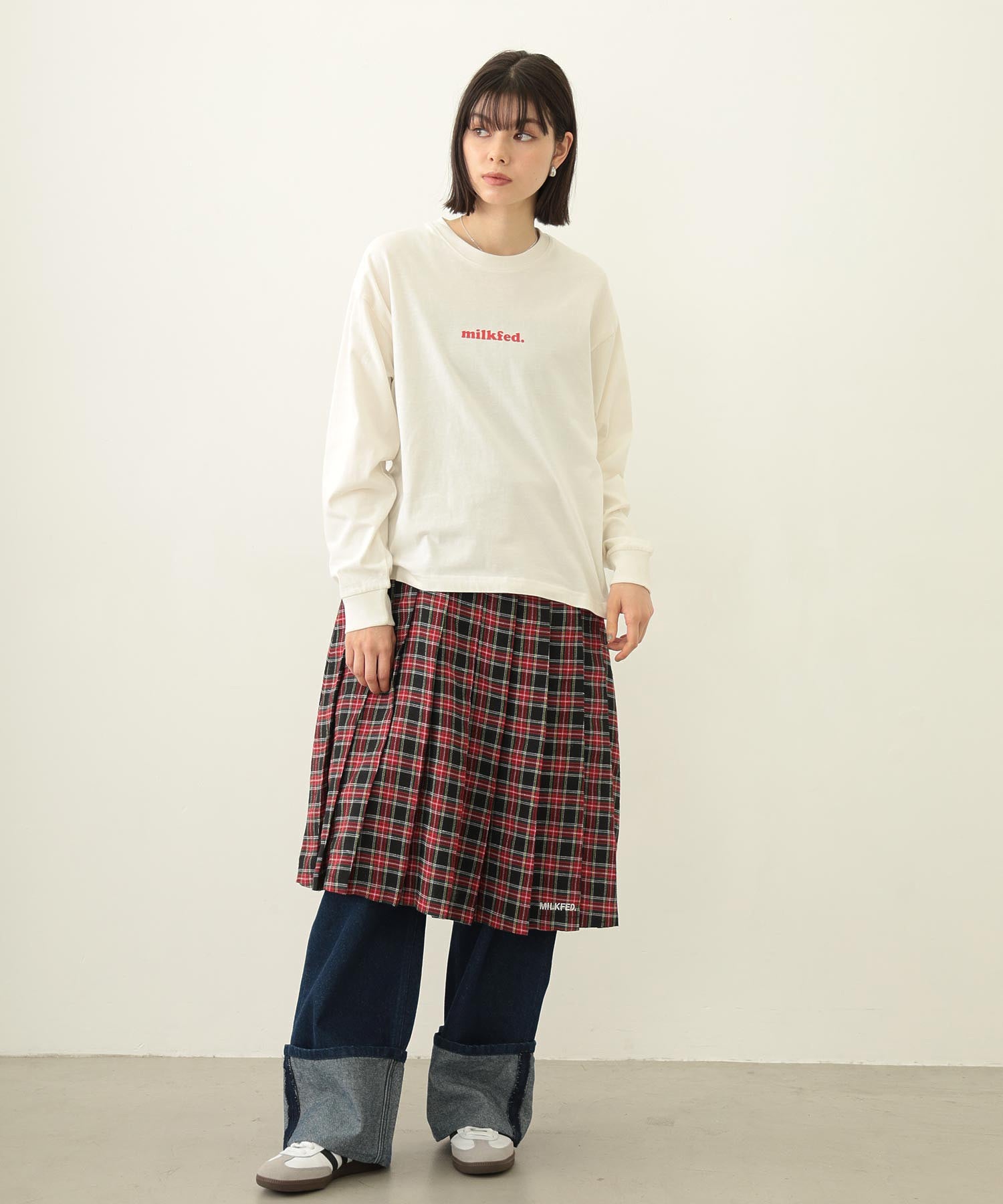 PLEATED PLAID SKIRT