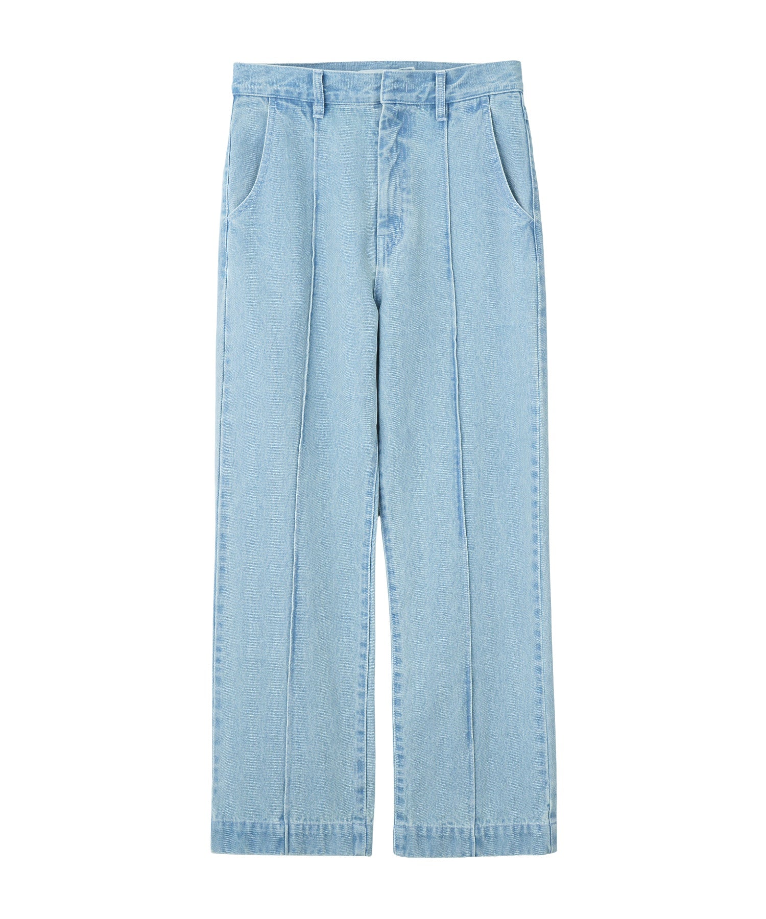 CENTER PLEAT DETAIL DENIM PANTS