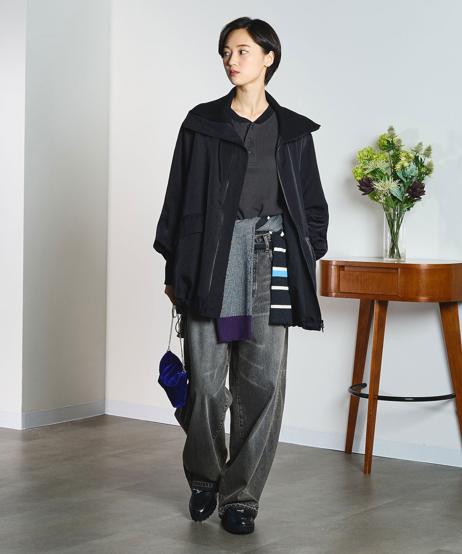CREOLME/BARREL FIT DENIM PANTS