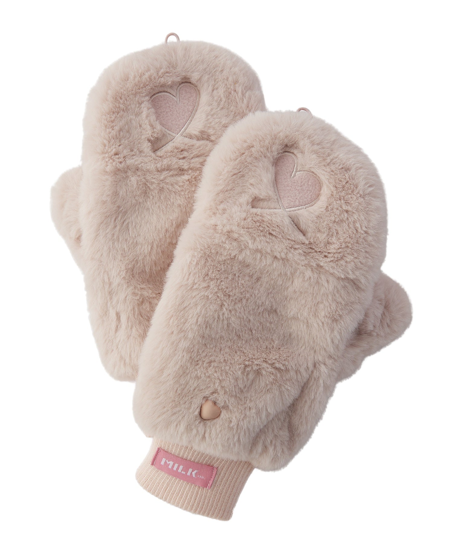 LOVE HEART FAUX FUR MITTENS