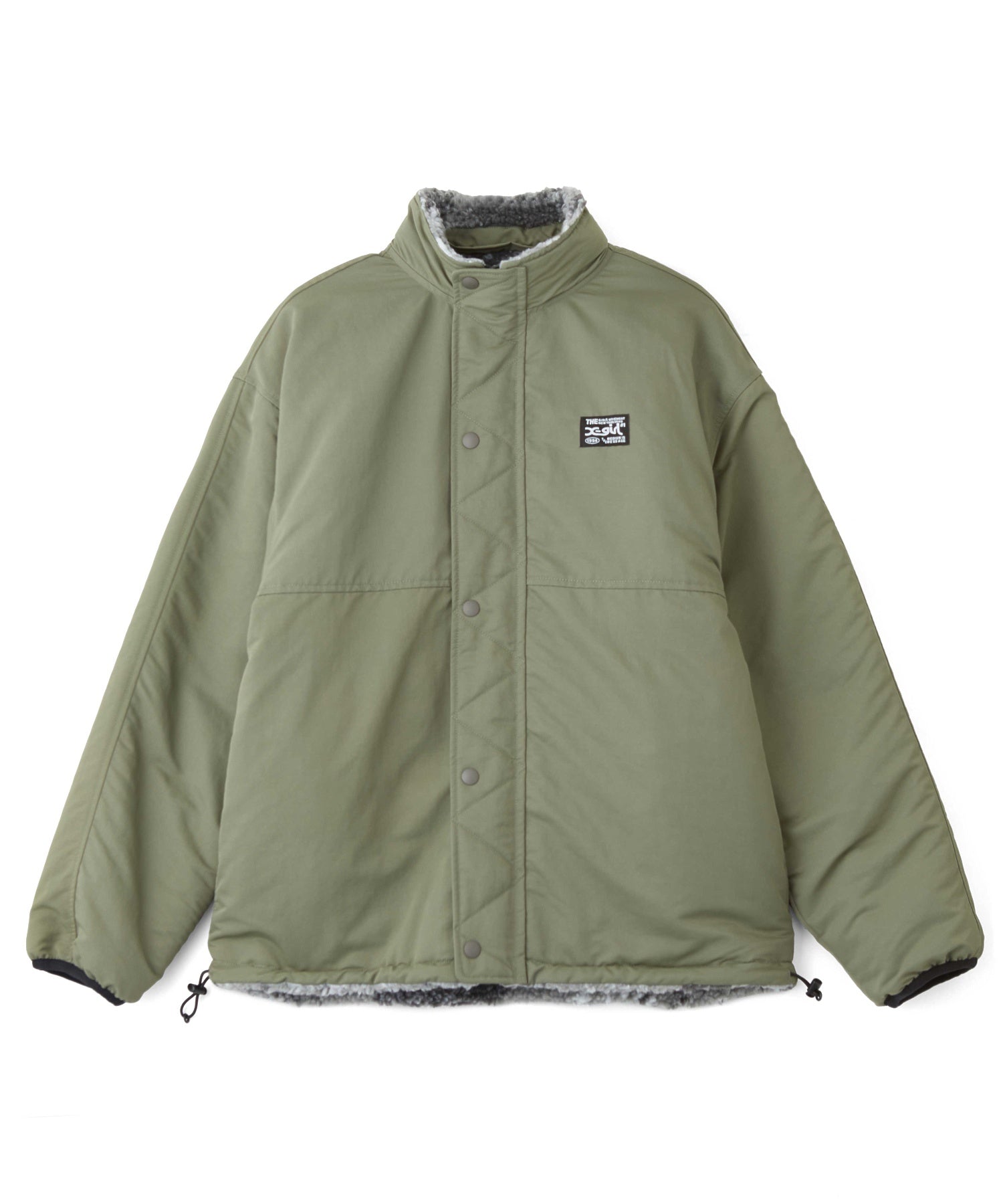 BRUSHED COLLAGE GRAPHIC REVERSIBLE BOA BLOUSON