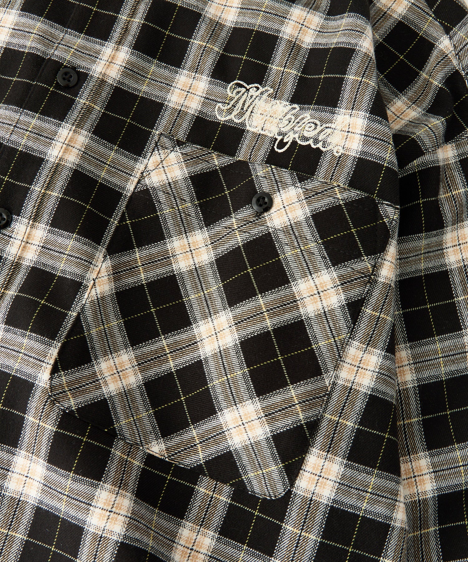 HEART ELBOW PATCH PLAID SHIRT