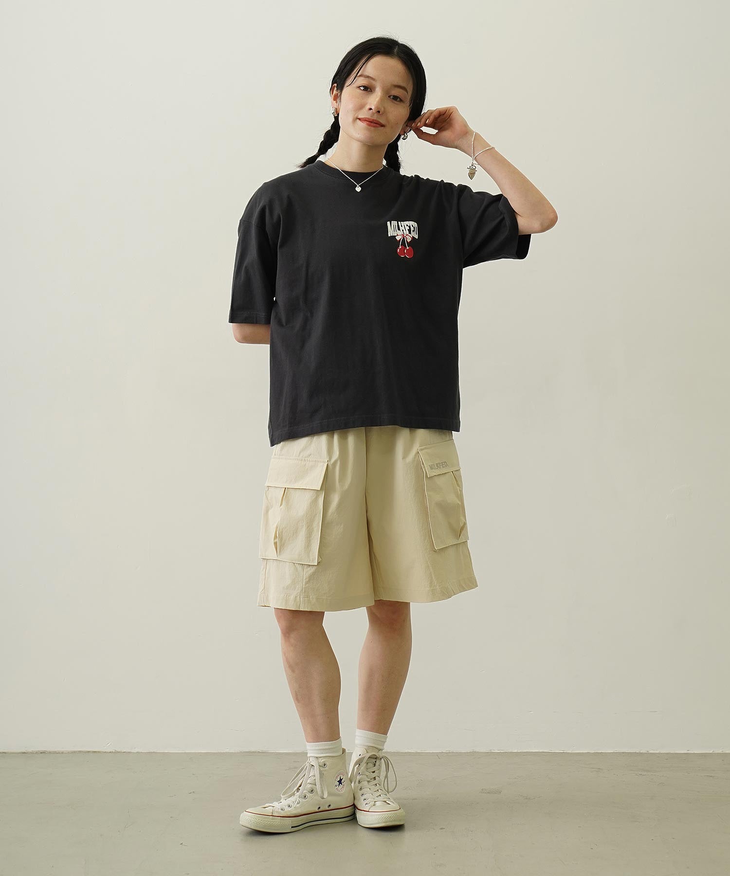 CHERRY AND RIBBON WIDE S/S TEE