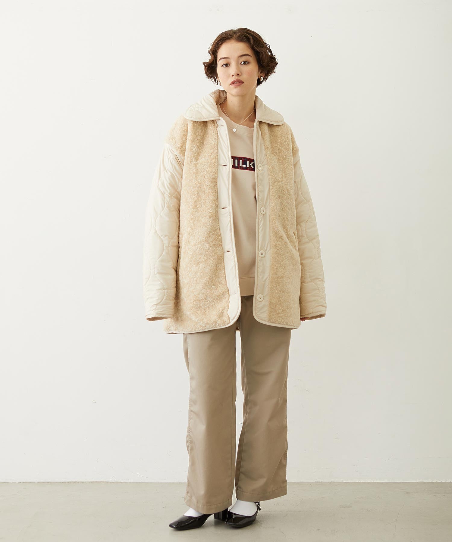 REVERSIBLE QUILTED LOGO LONG COAT